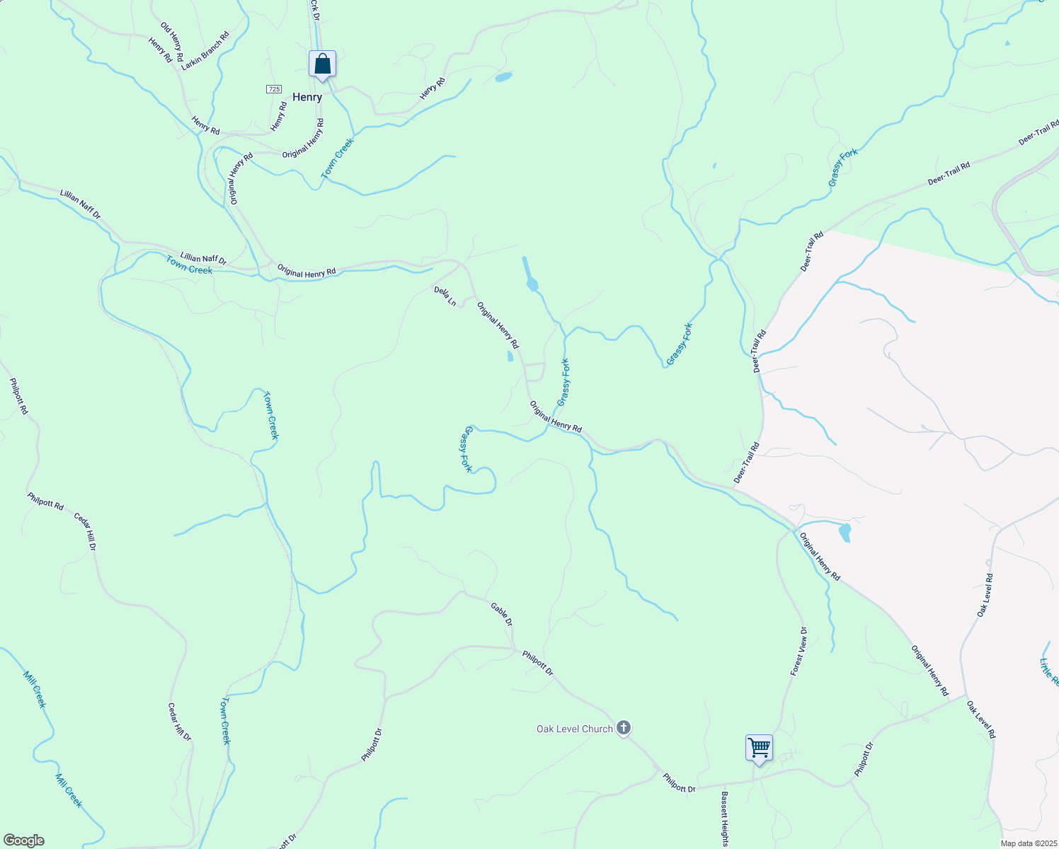map of restaurants, bars, coffee shops, grocery stores, and more near 1879 Original Henry Road in Henry