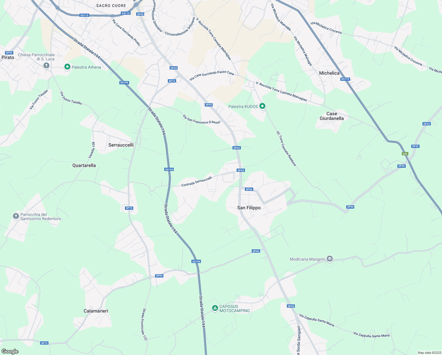 map of restaurants, bars, coffee shops, grocery stores, and more near 3 Contrada Serrauccelli in Libero consorzio comunale di Ragusa