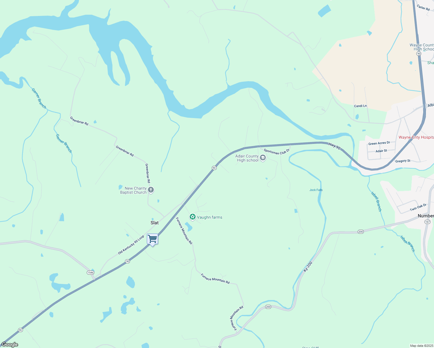 map of restaurants, bars, coffee shops, grocery stores, and more near Highway 90 in Monticello