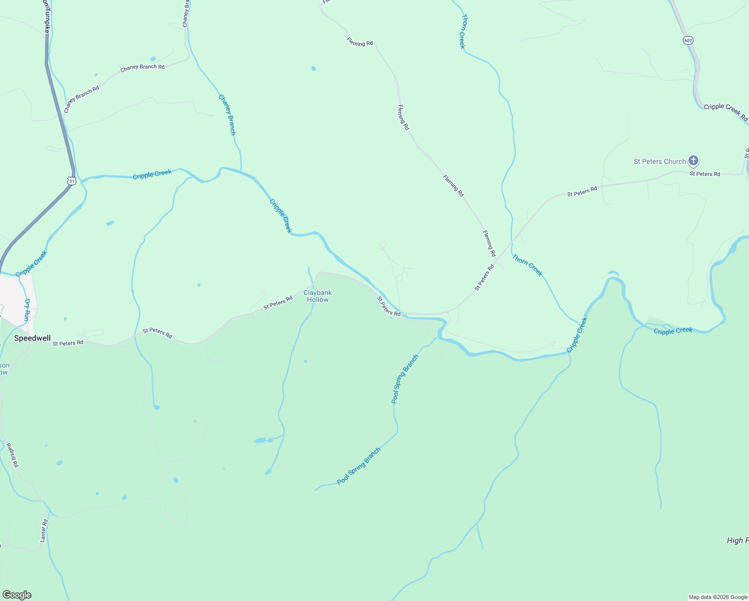 map of restaurants, bars, coffee shops, grocery stores, and more near Saint Peters Road in Speedwell