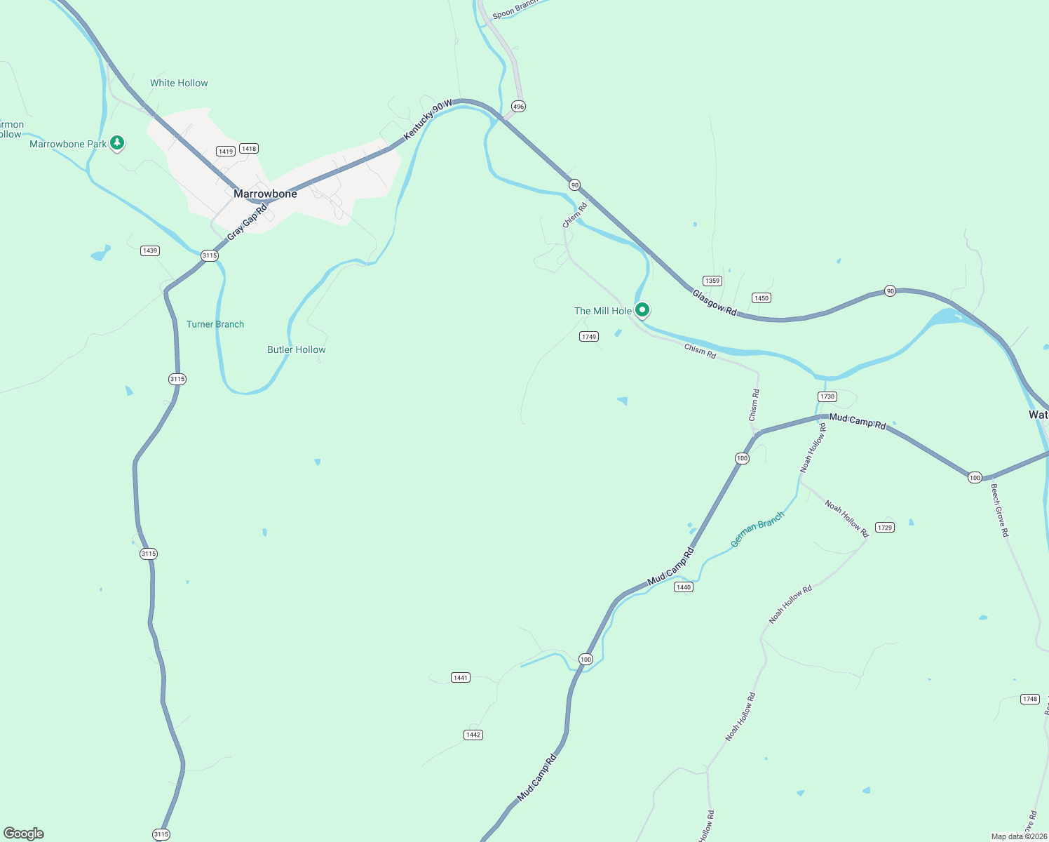 map of restaurants, bars, coffee shops, grocery stores, and more near 567 Branham Road in Burkesville