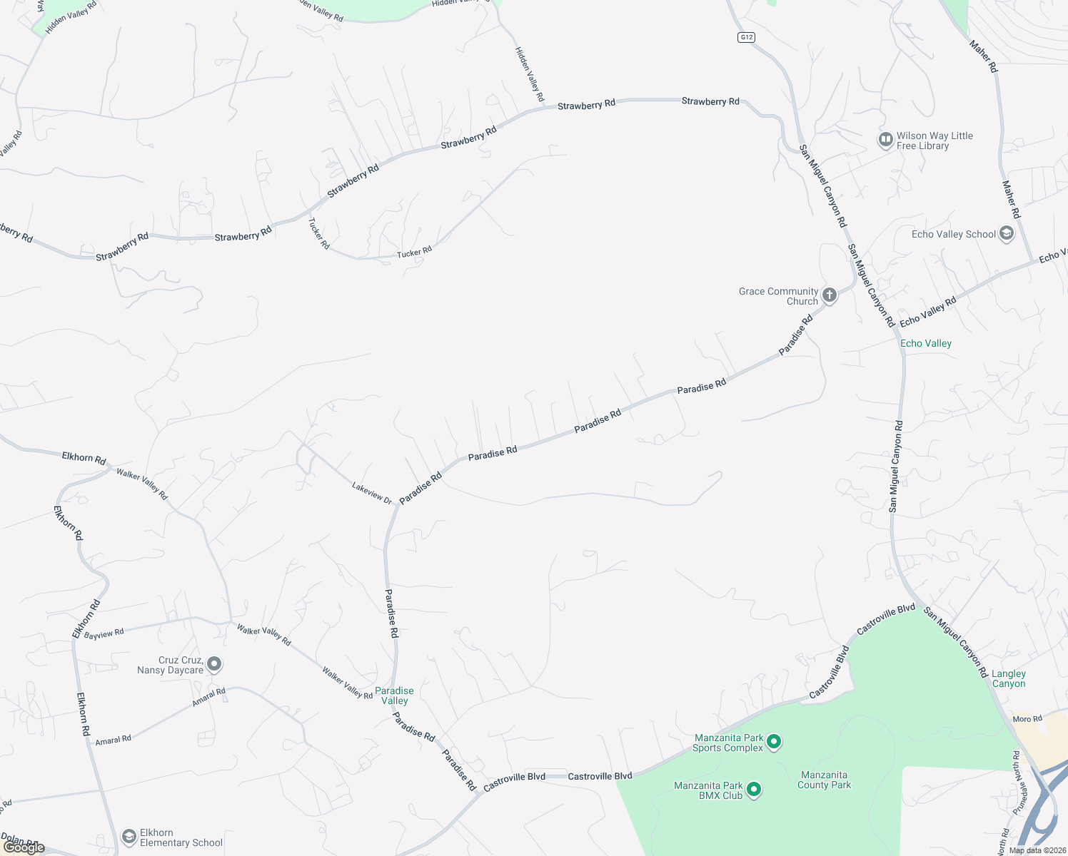 map of restaurants, bars, coffee shops, grocery stores, and more near 467 Paradise Road in Salinas