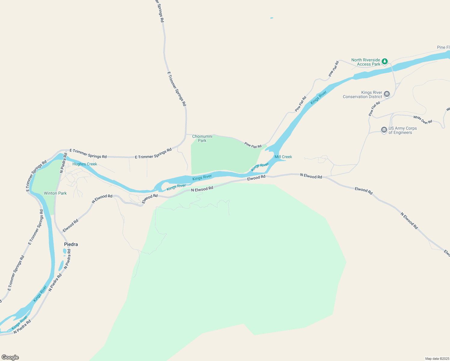 map of restaurants, bars, coffee shops, grocery stores, and more near 26210 Elwood Road in Sanger