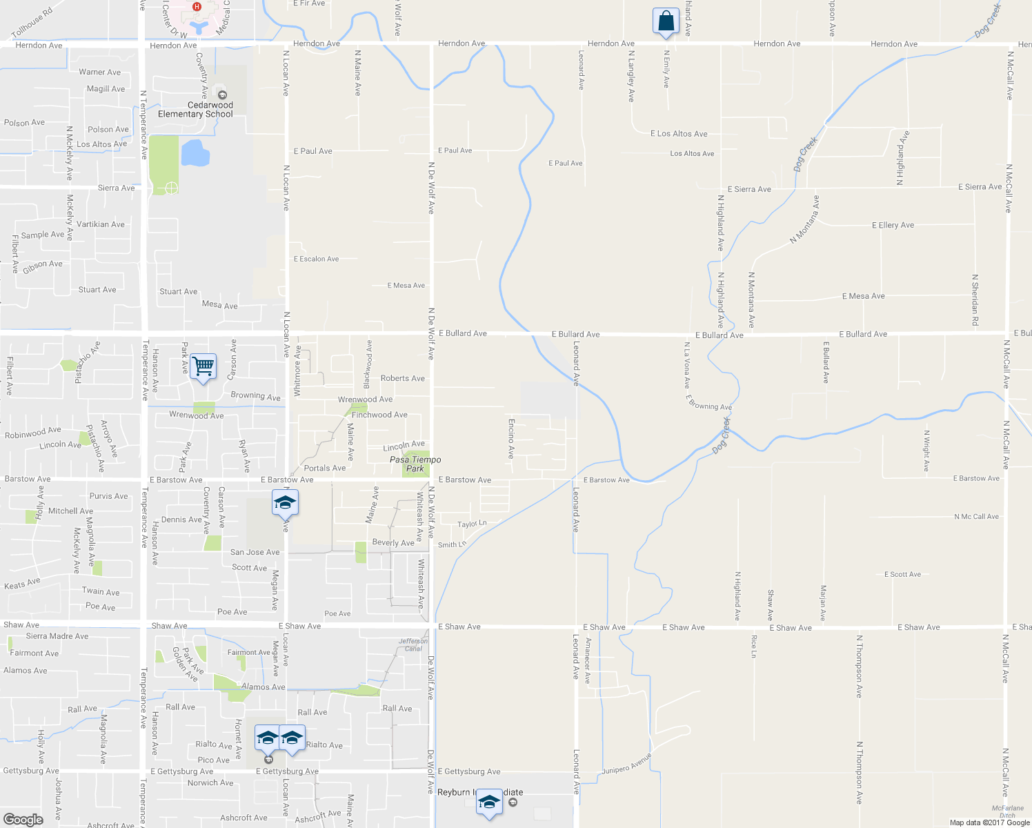 map of restaurants, bars, coffee shops, grocery stores, and more near 3791 Wrenwood Avenue in Clovis