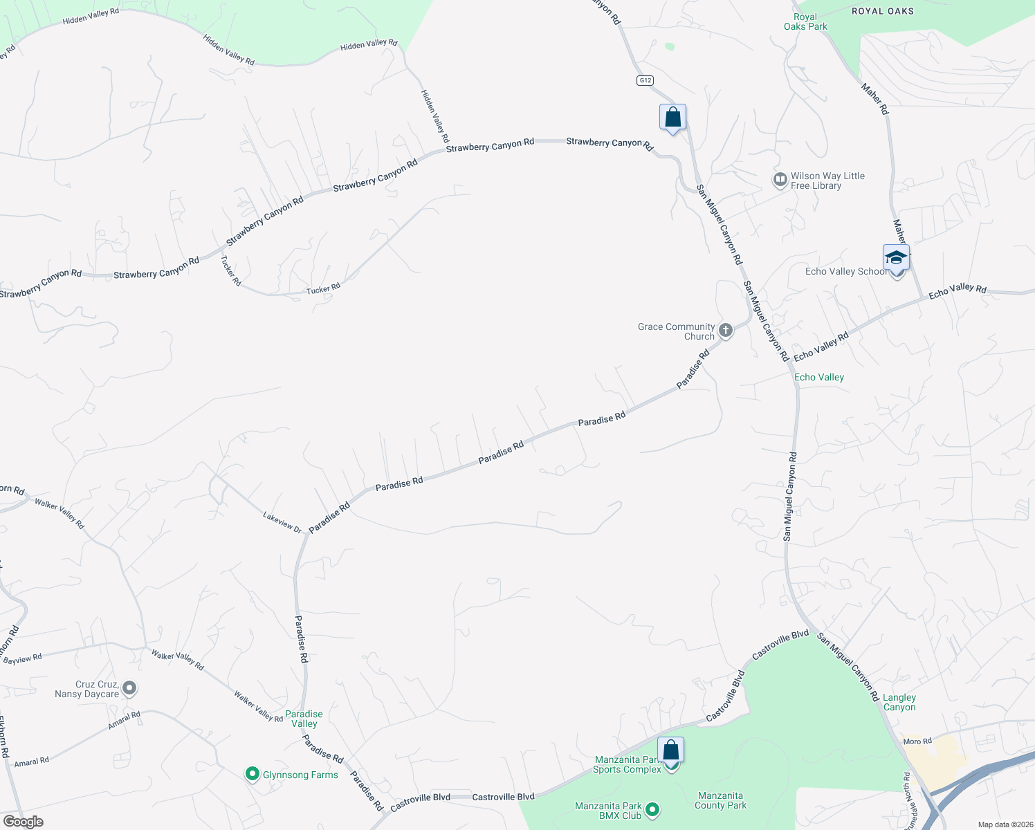 map of restaurants, bars, coffee shops, grocery stores, and more near 565 Paradise Rd in Salinas