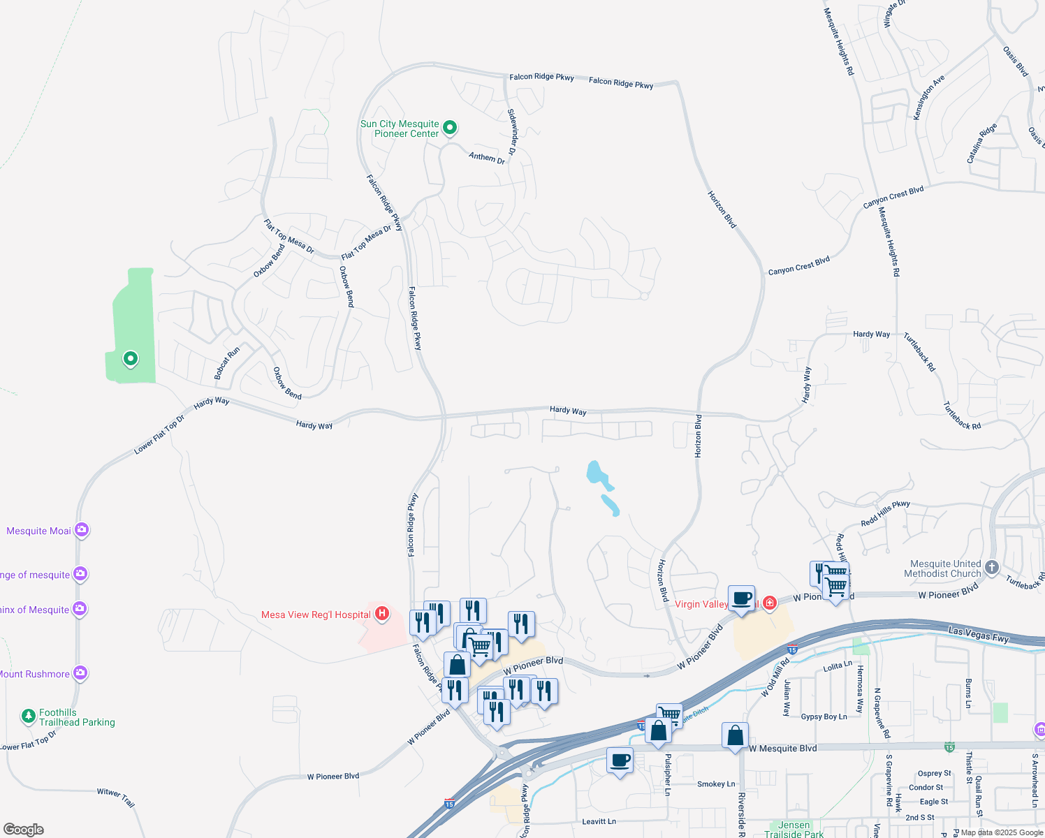 map of restaurants, bars, coffee shops, grocery stores, and more near 1097 Sun Star Lane in Mesquite