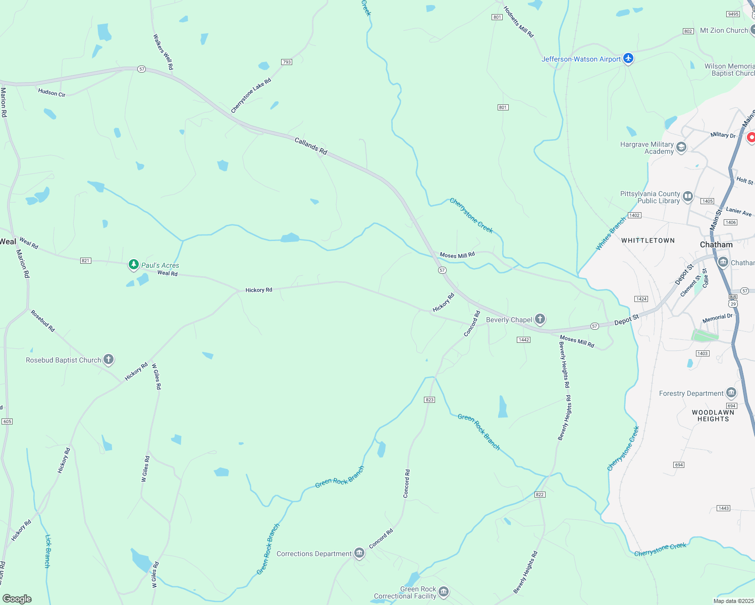 map of restaurants, bars, coffee shops, grocery stores, and more near 513 Hickory Road in Chatham