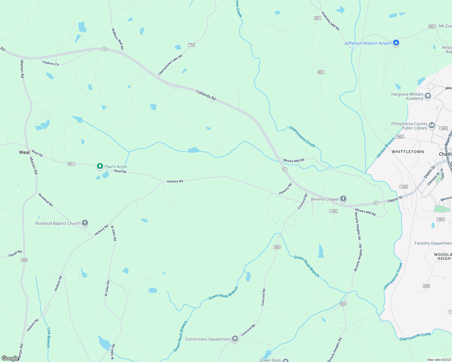 map of restaurants, bars, coffee shops, grocery stores, and more near 713 Hickory Road in Chatham