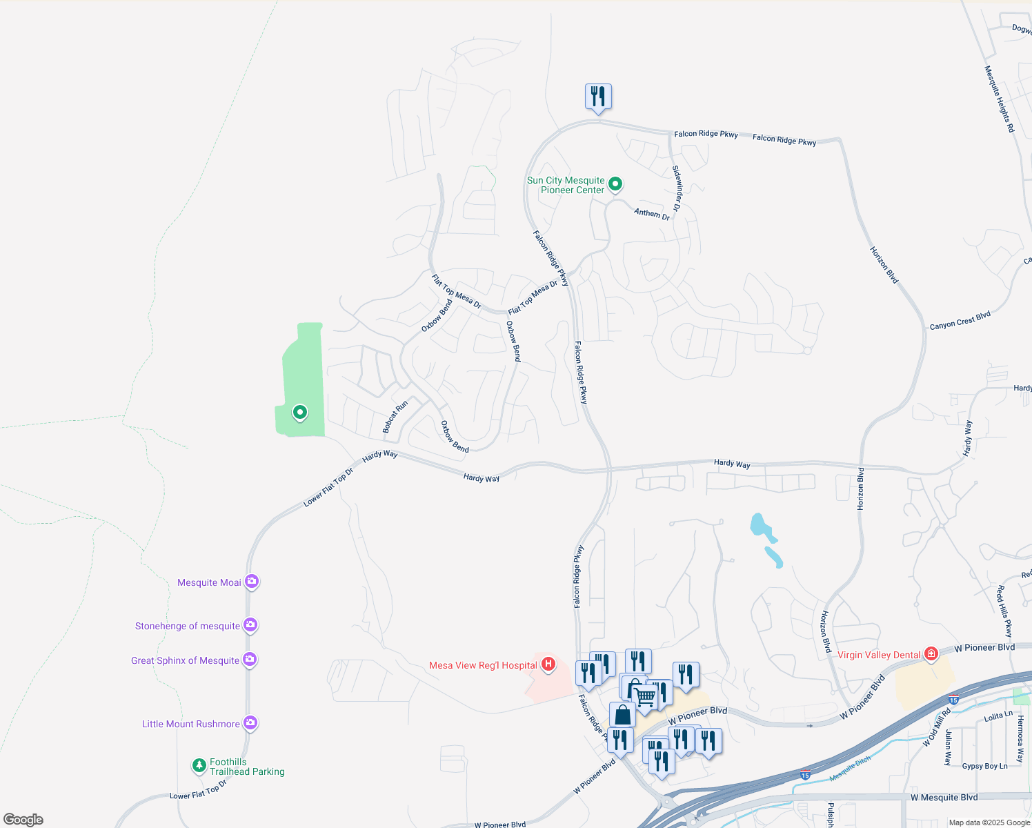 map of restaurants, bars, coffee shops, grocery stores, and more near 870 Deep Gorge Trail in Mesquite