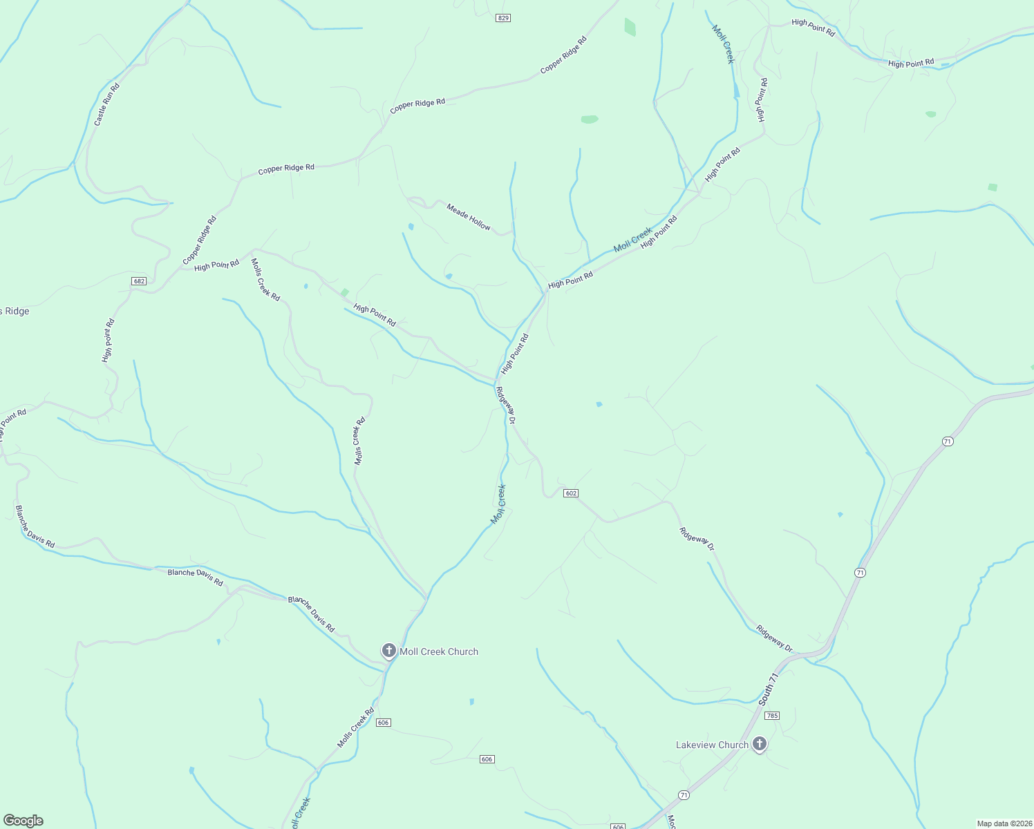 map of restaurants, bars, coffee shops, grocery stores, and more near 1566 Ridgeway Drive in Castlewood