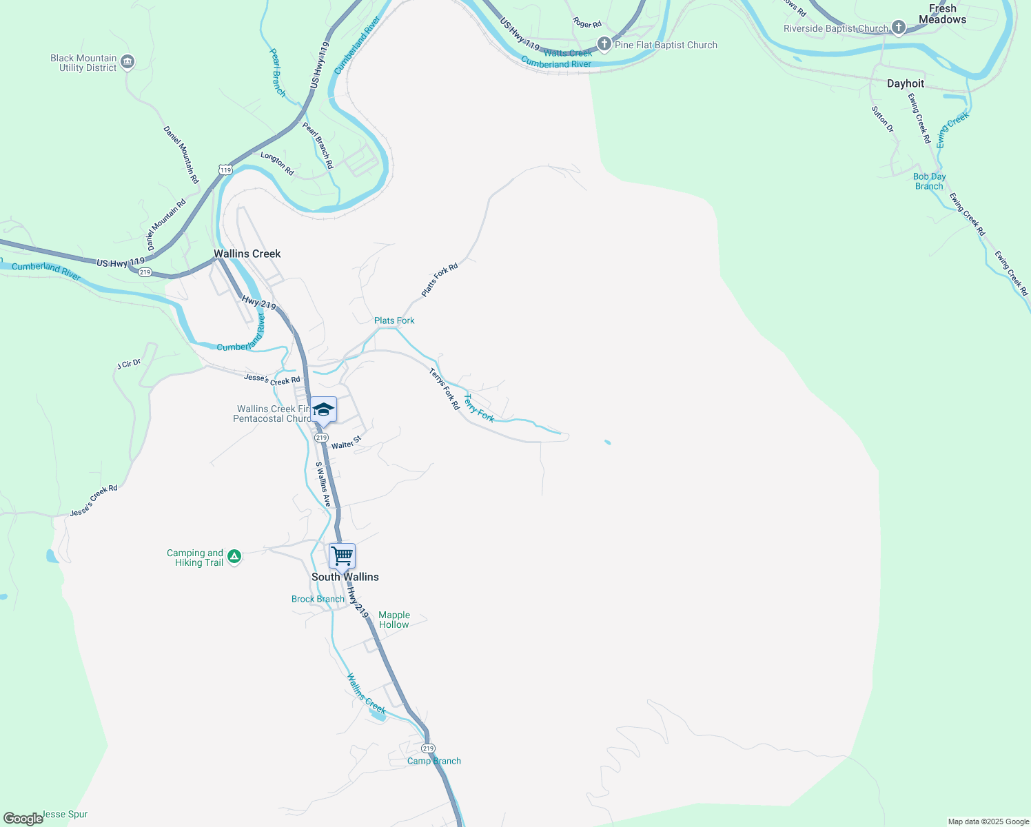 map of restaurants, bars, coffee shops, grocery stores, and more near 90 Cr-1247C in Wallins Creek