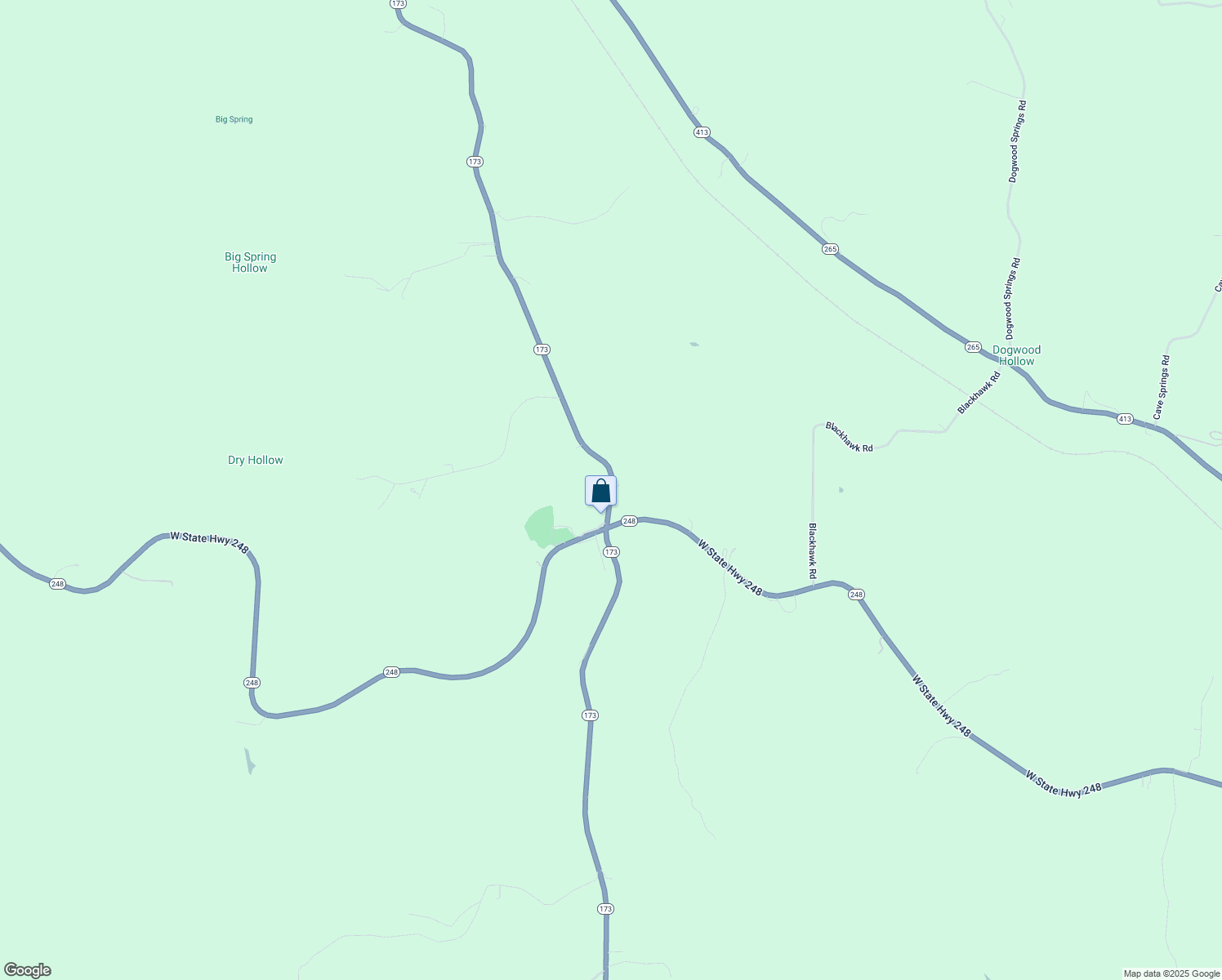 map of restaurants, bars, coffee shops, grocery stores, and more near 2256 Missouri 173 in Galena