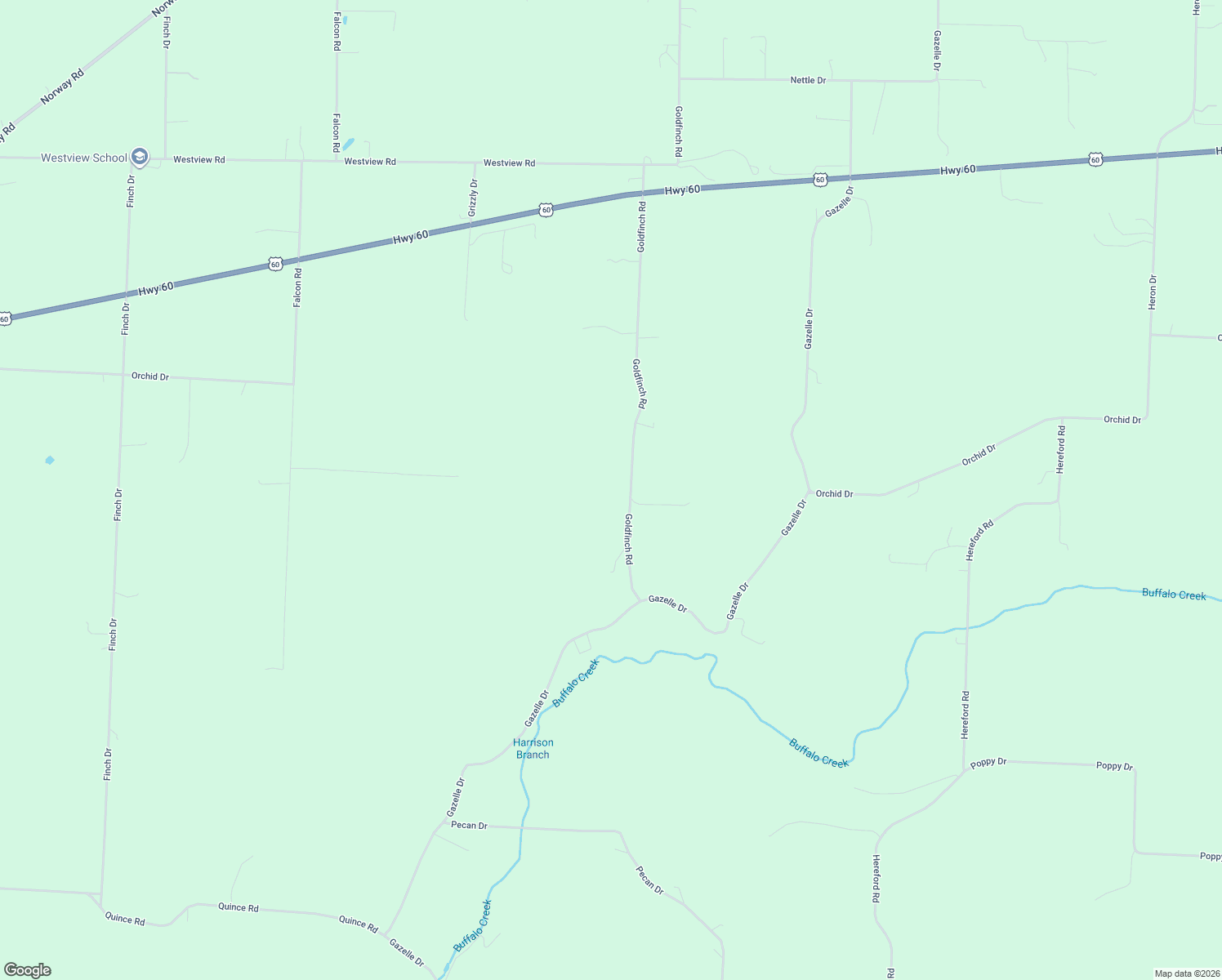 map of restaurants, bars, coffee shops, grocery stores, and more near Goldfinch Road in Neosho