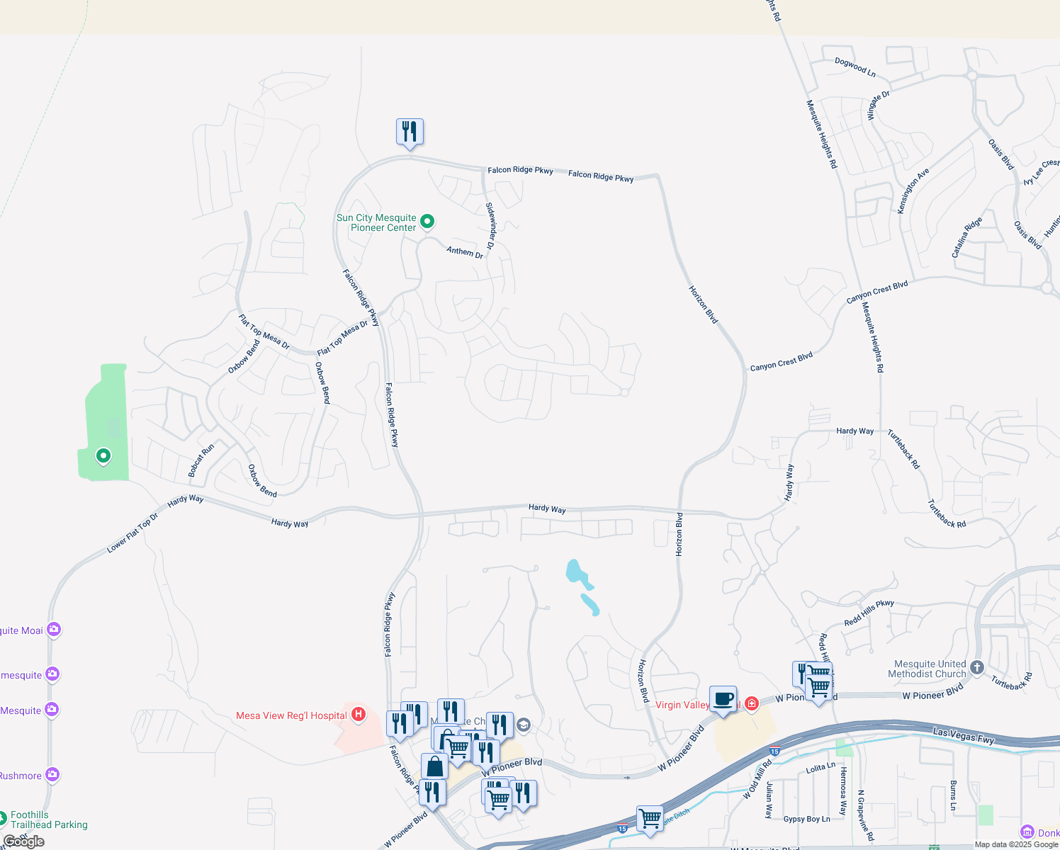 map of restaurants, bars, coffee shops, grocery stores, and more near 916 Majestic View in Mesquite
