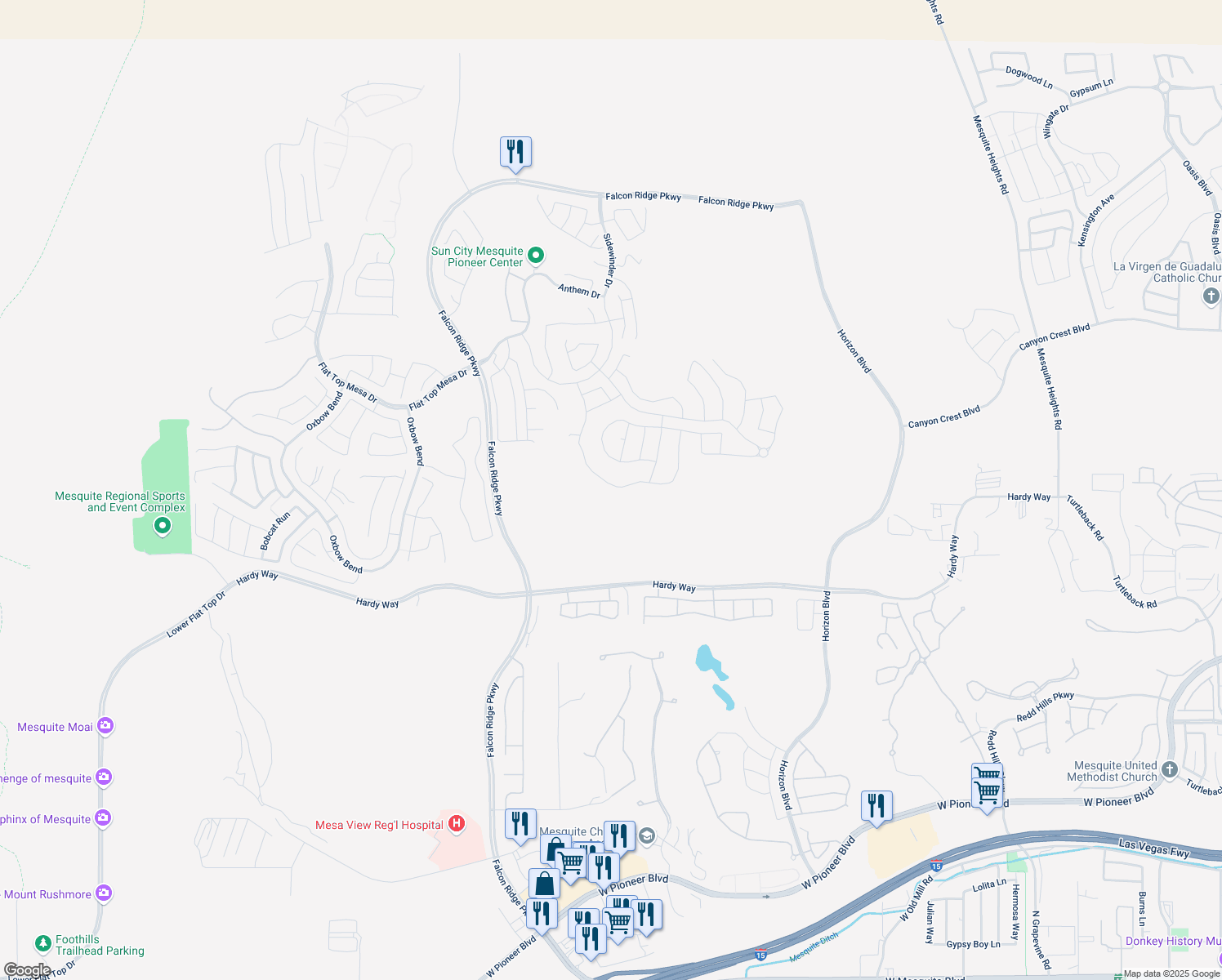 map of restaurants, bars, coffee shops, grocery stores, and more near 977 Majestic View in Mesquite
