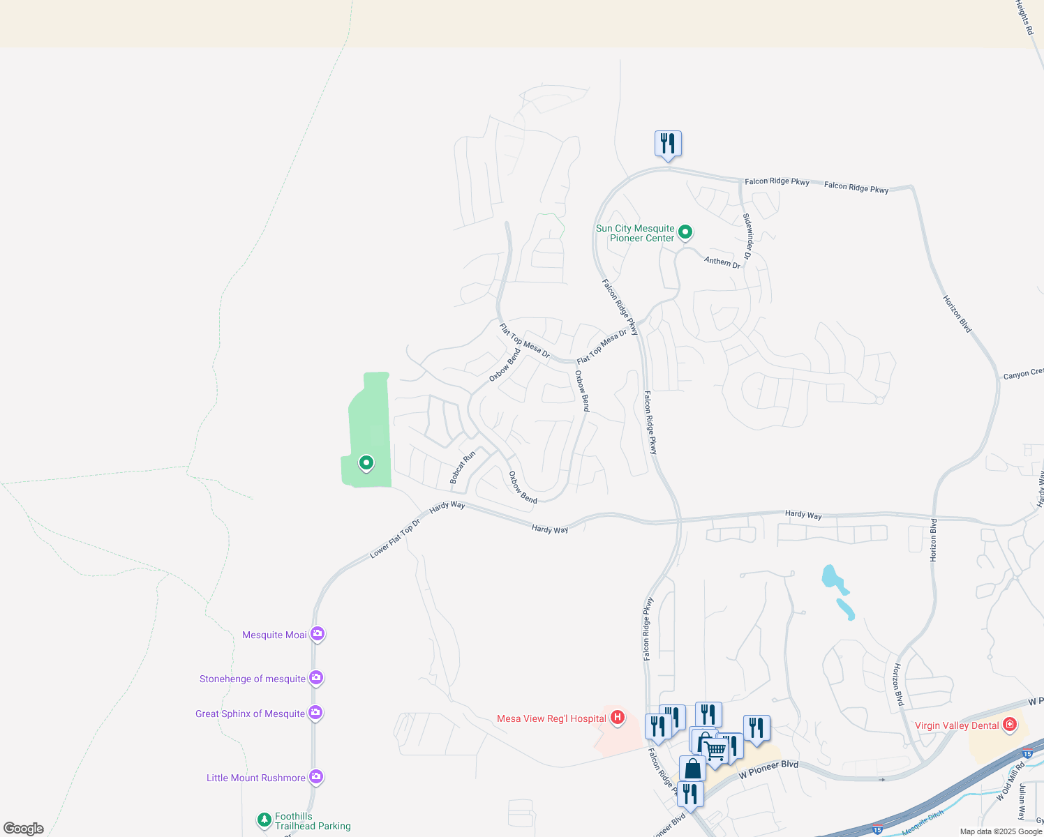 map of restaurants, bars, coffee shops, grocery stores, and more near 992 Buggy Whip Court in Mesquite