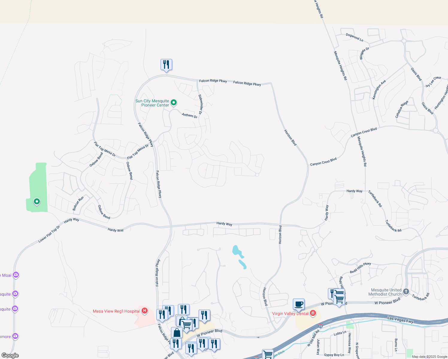 map of restaurants, bars, coffee shops, grocery stores, and more near 1033 Challenger Bluff in Mesquite