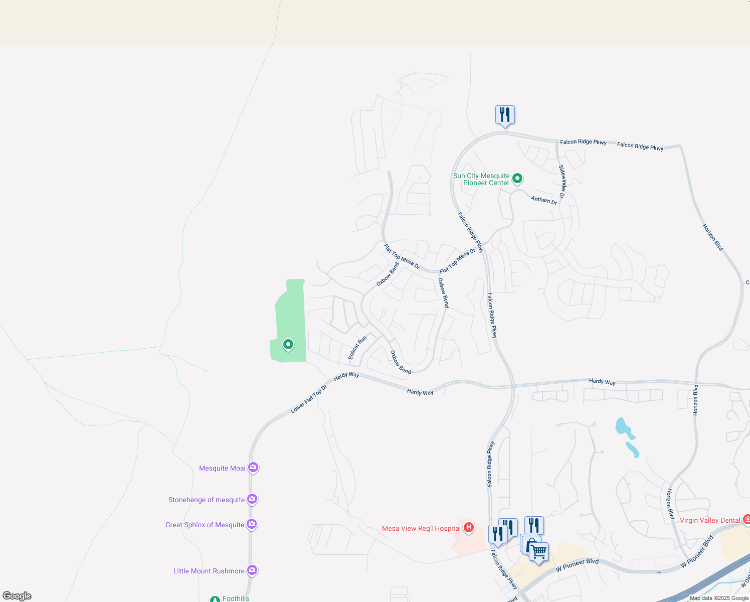 map of restaurants, bars, coffee shops, grocery stores, and more near 1364 Beehive Lane in Mesquite
