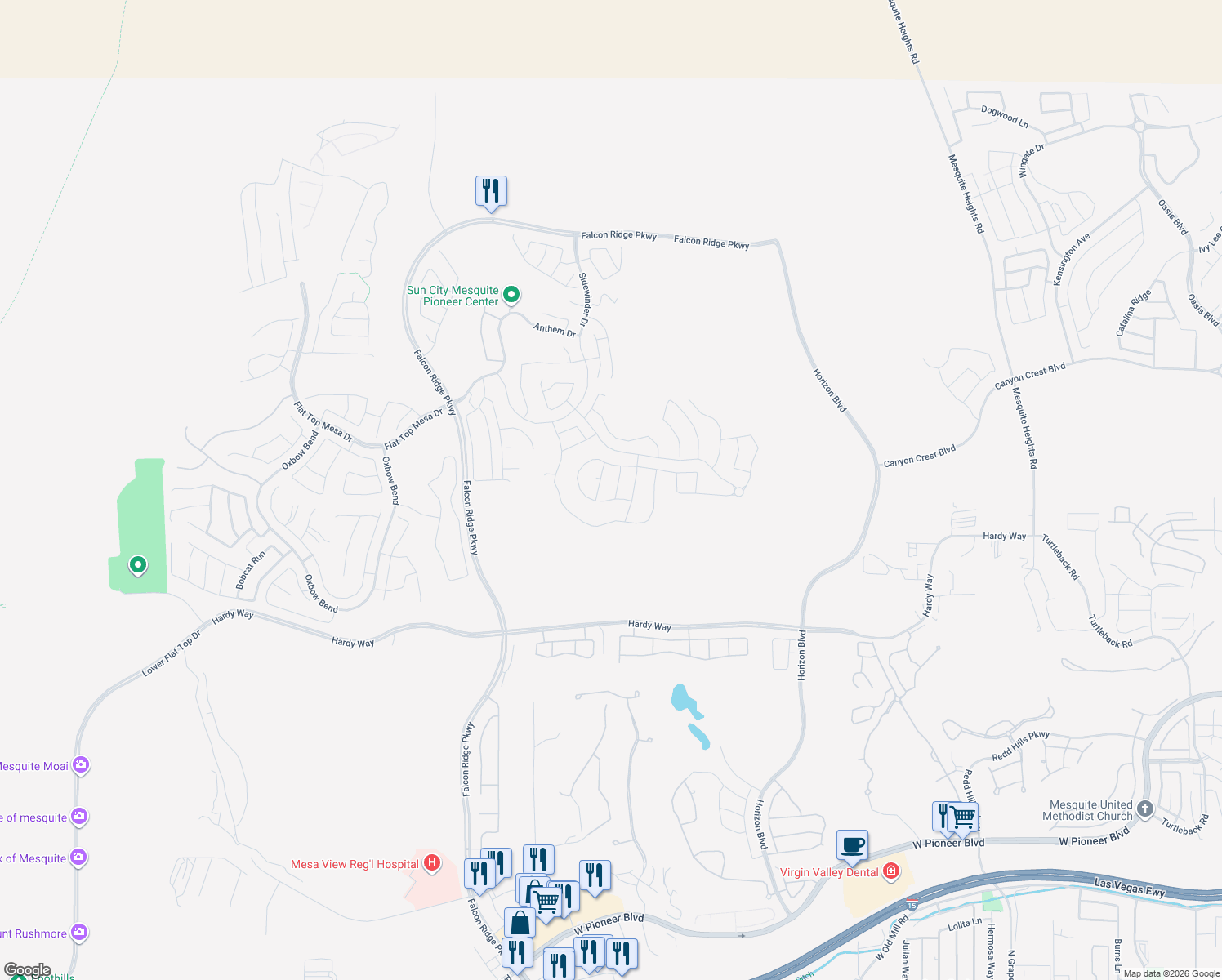 map of restaurants, bars, coffee shops, grocery stores, and more near 1047 Tranquil Terrace Lane in Mesquite