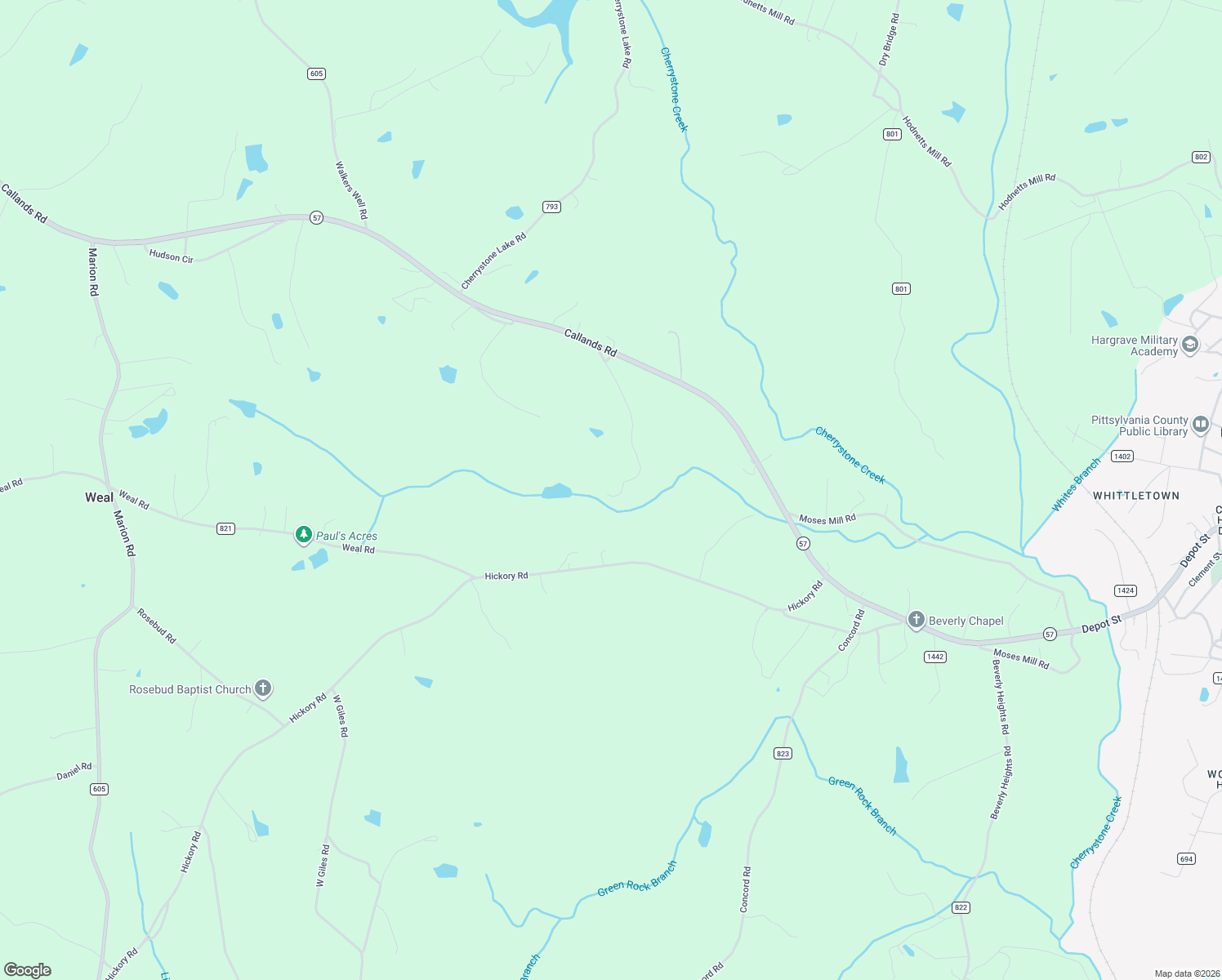 map of restaurants, bars, coffee shops, grocery stores, and more near 2137 Callands Road in Chatham
