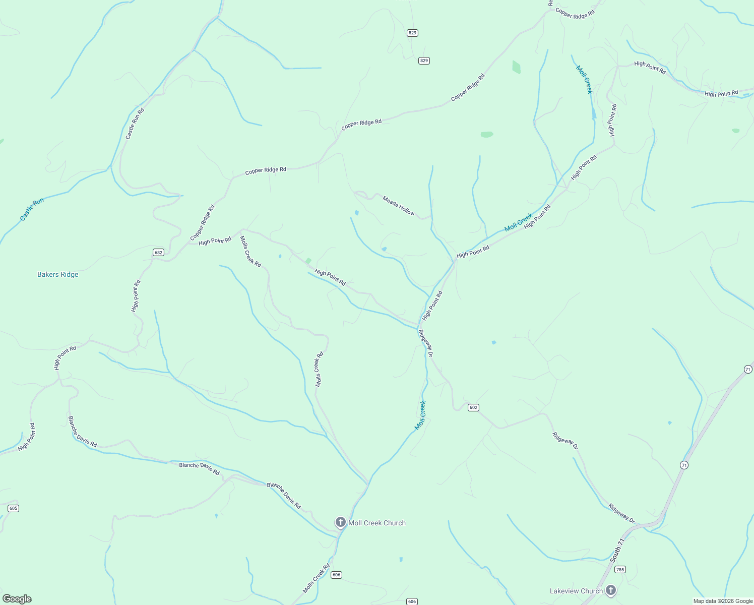 map of restaurants, bars, coffee shops, grocery stores, and more near State Route 609 in Russell County
