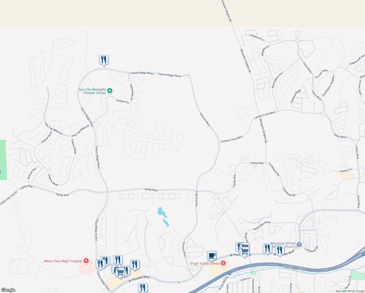 map of restaurants, bars, coffee shops, grocery stores, and more near in Mesquite