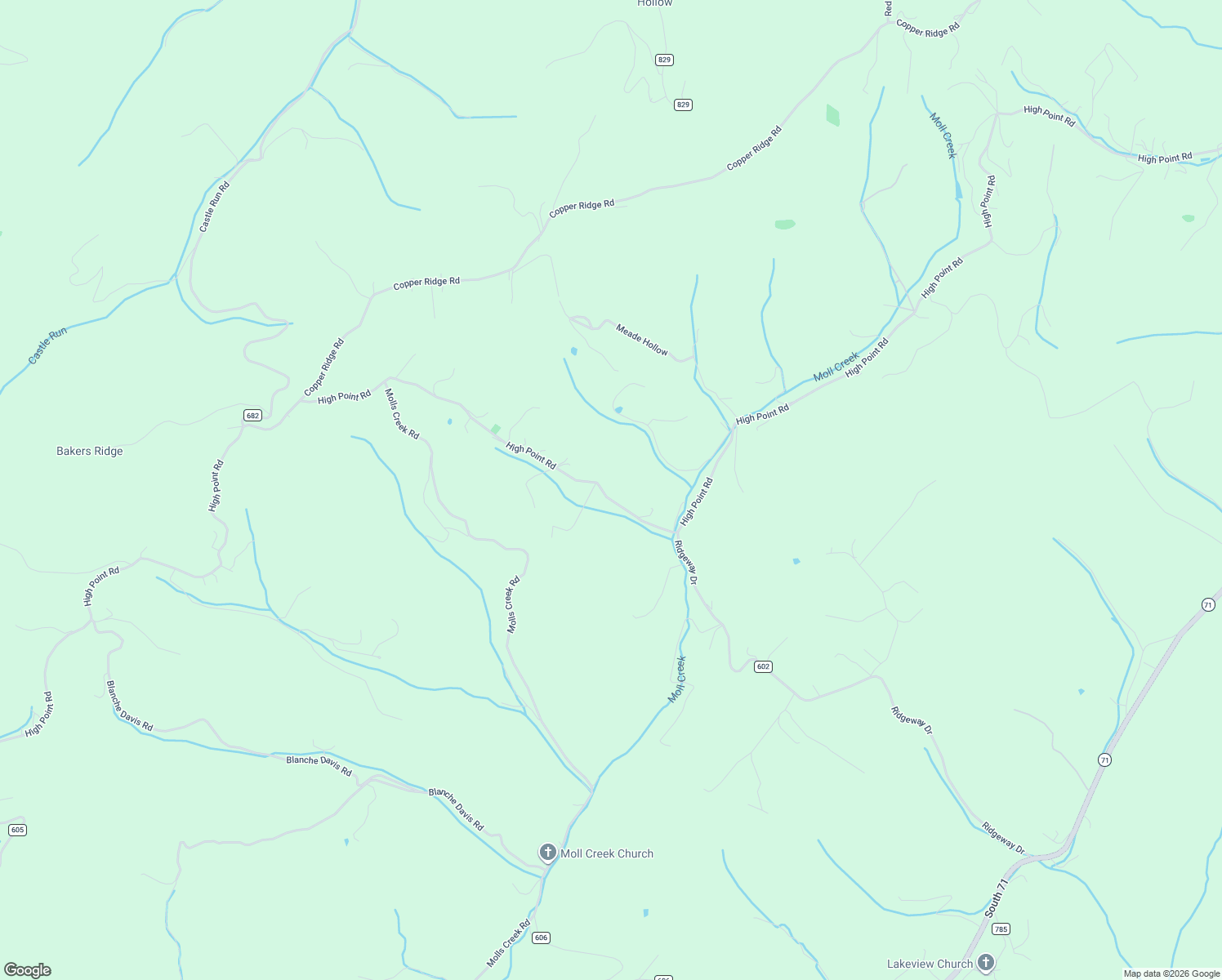 map of restaurants, bars, coffee shops, grocery stores, and more near State Route 609 in Castlewood