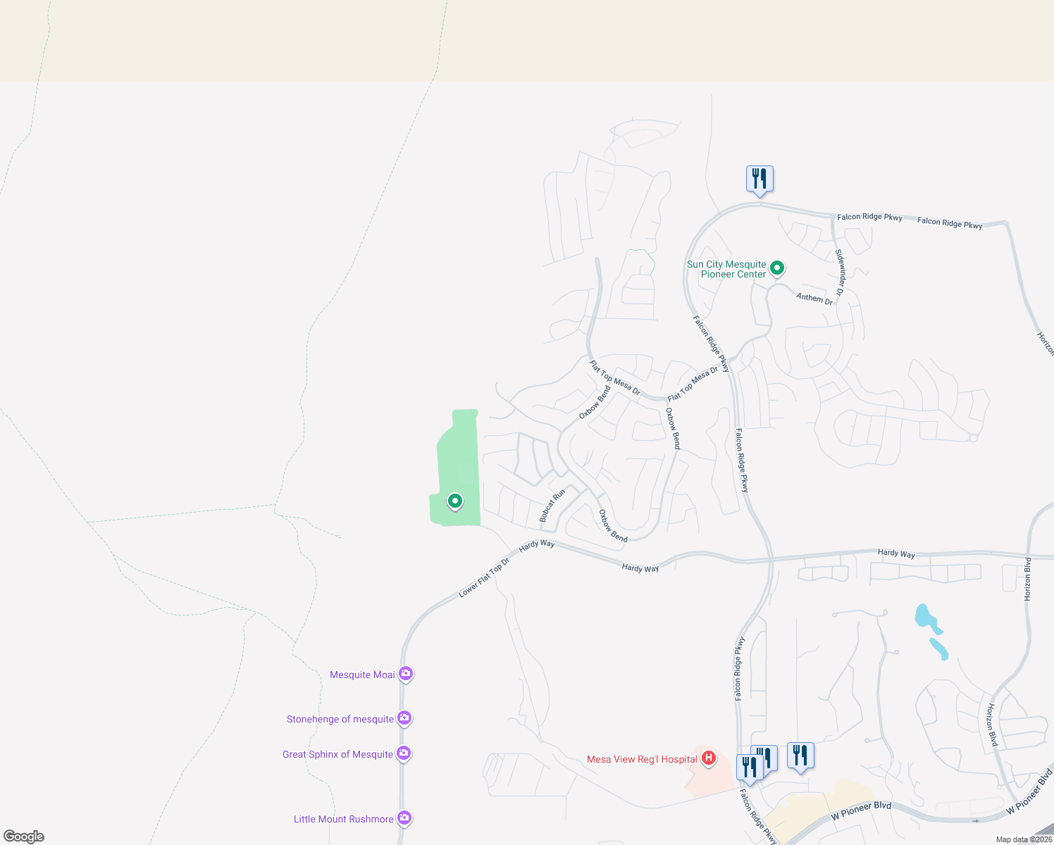 map of restaurants, bars, coffee shops, grocery stores, and more near 1037 Rim Rock Ridge in Mesquite