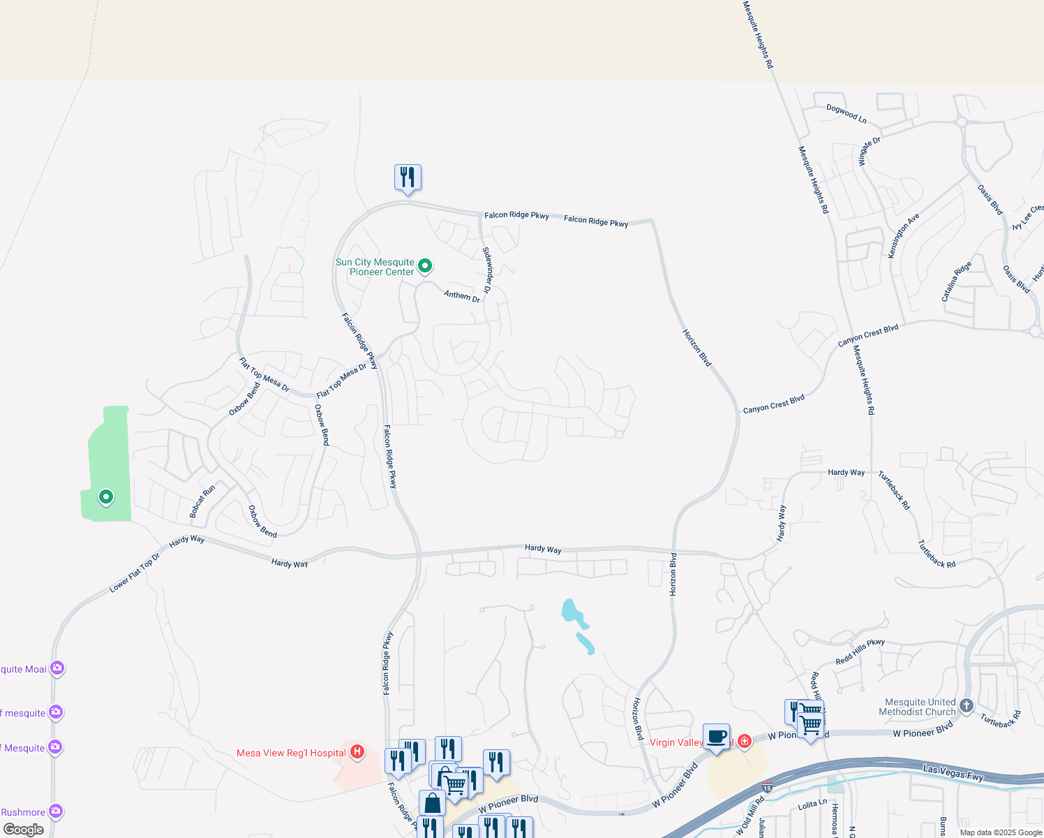 map of restaurants, bars, coffee shops, grocery stores, and more near 1085 Crimson Ridge in Mesquite