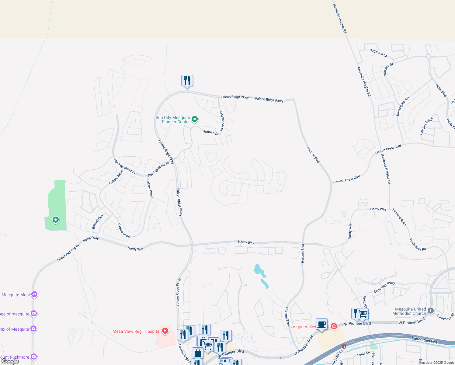 map of restaurants, bars, coffee shops, grocery stores, and more near 1090 Flagstone Bend in Mesquite