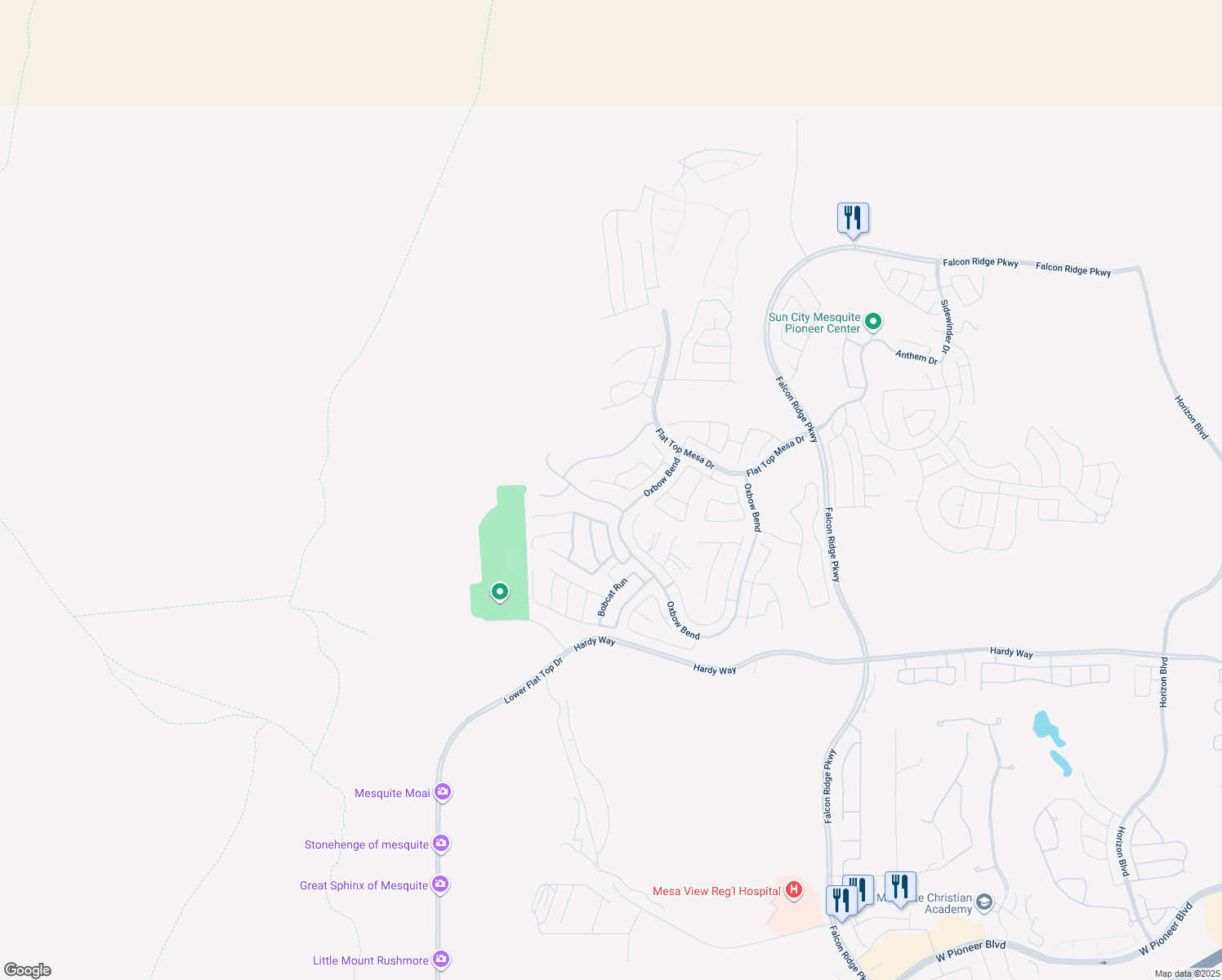 map of restaurants, bars, coffee shops, grocery stores, and more near 1504 Ice Box Canyon Street in Mesquite