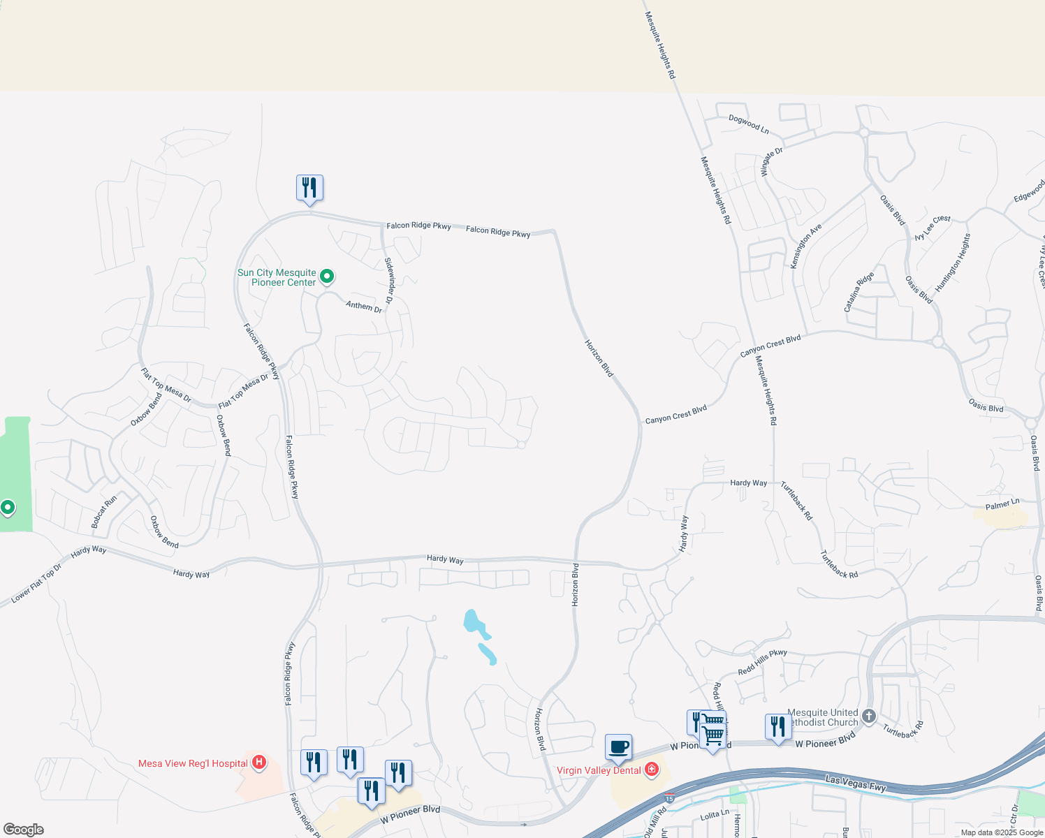map of restaurants, bars, coffee shops, grocery stores, and more near in Mesquite