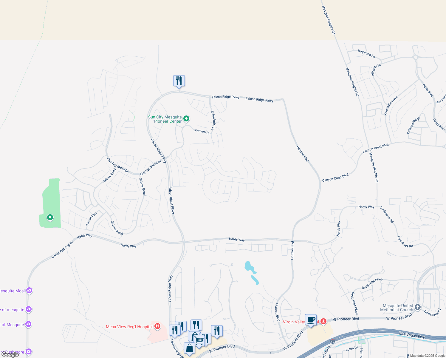 map of restaurants, bars, coffee shops, grocery stores, and more near 1081 Flagstone Bluff in Mesquite
