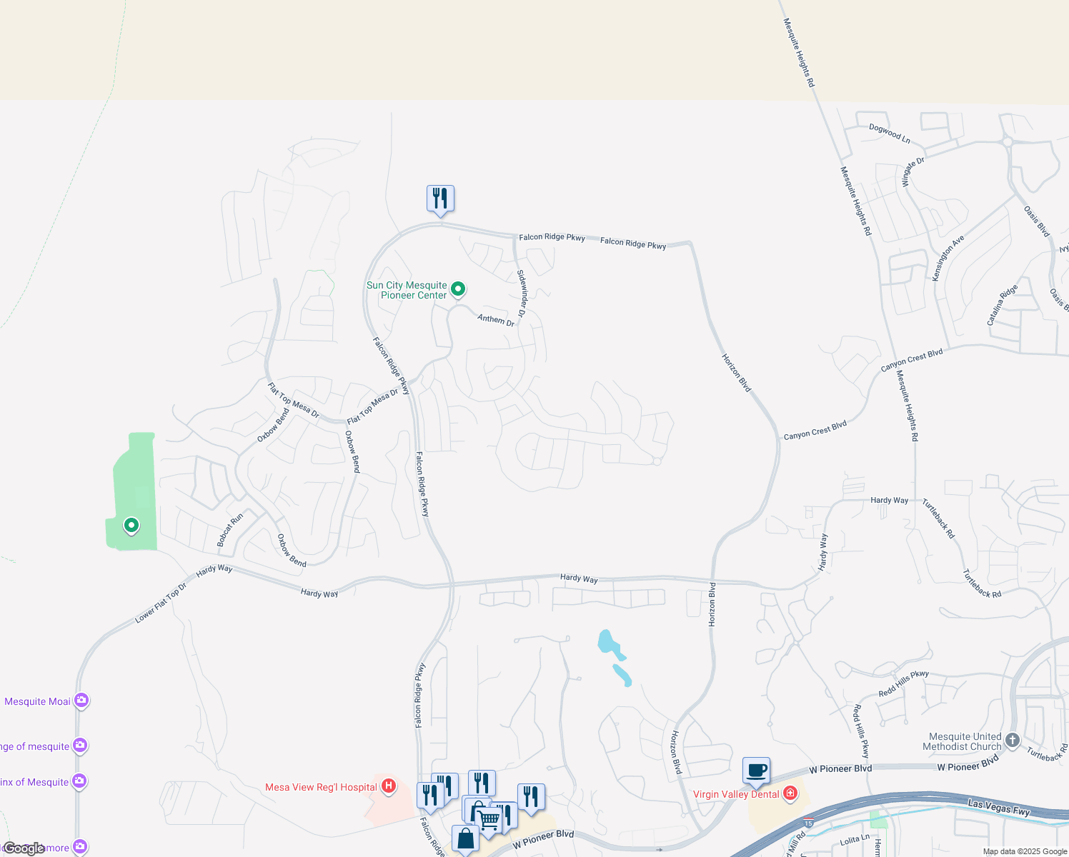 map of restaurants, bars, coffee shops, grocery stores, and more near 1103 Flagstone Bend in Mesquite