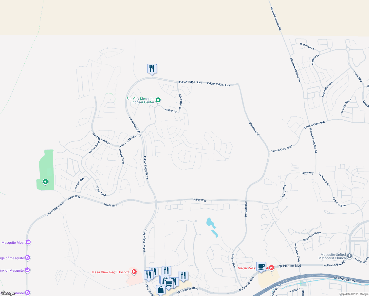 map of restaurants, bars, coffee shops, grocery stores, and more near 1103 Flagstone Bend in Mesquite