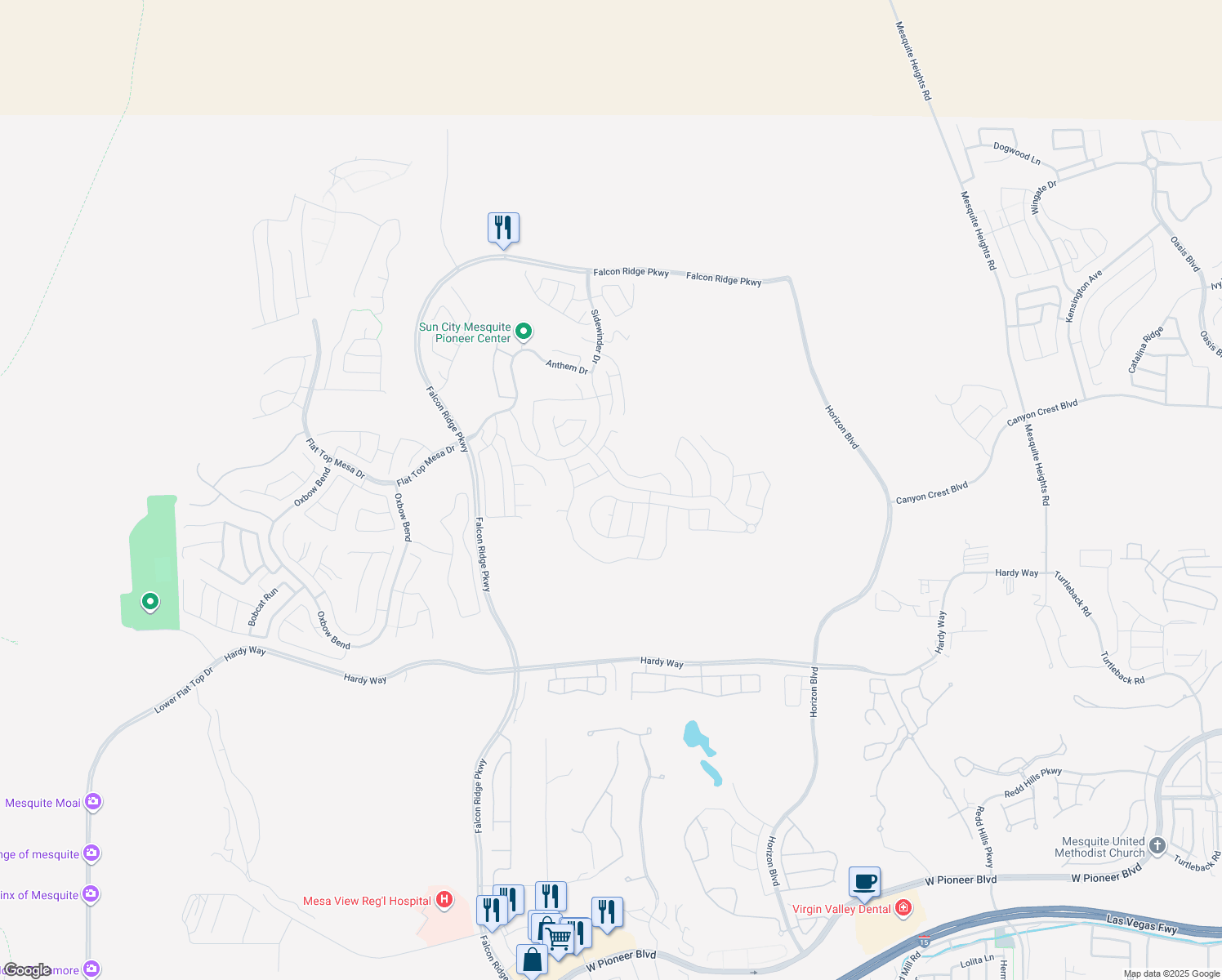 map of restaurants, bars, coffee shops, grocery stores, and more near 1103 Flagstone Bend in Mesquite
