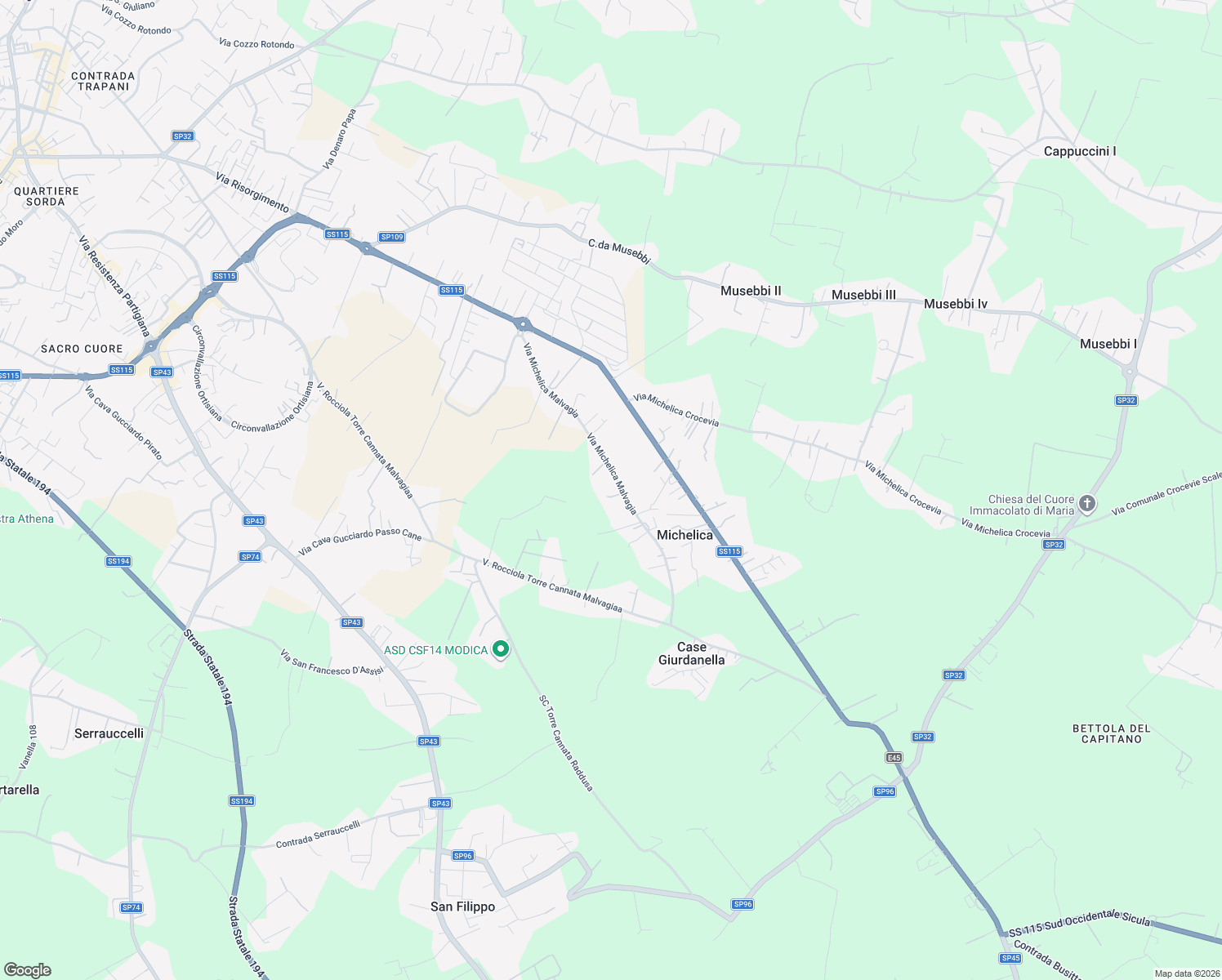 map of restaurants, bars, coffee shops, grocery stores, and more near 1103 Via Modica Ispica in Michelica