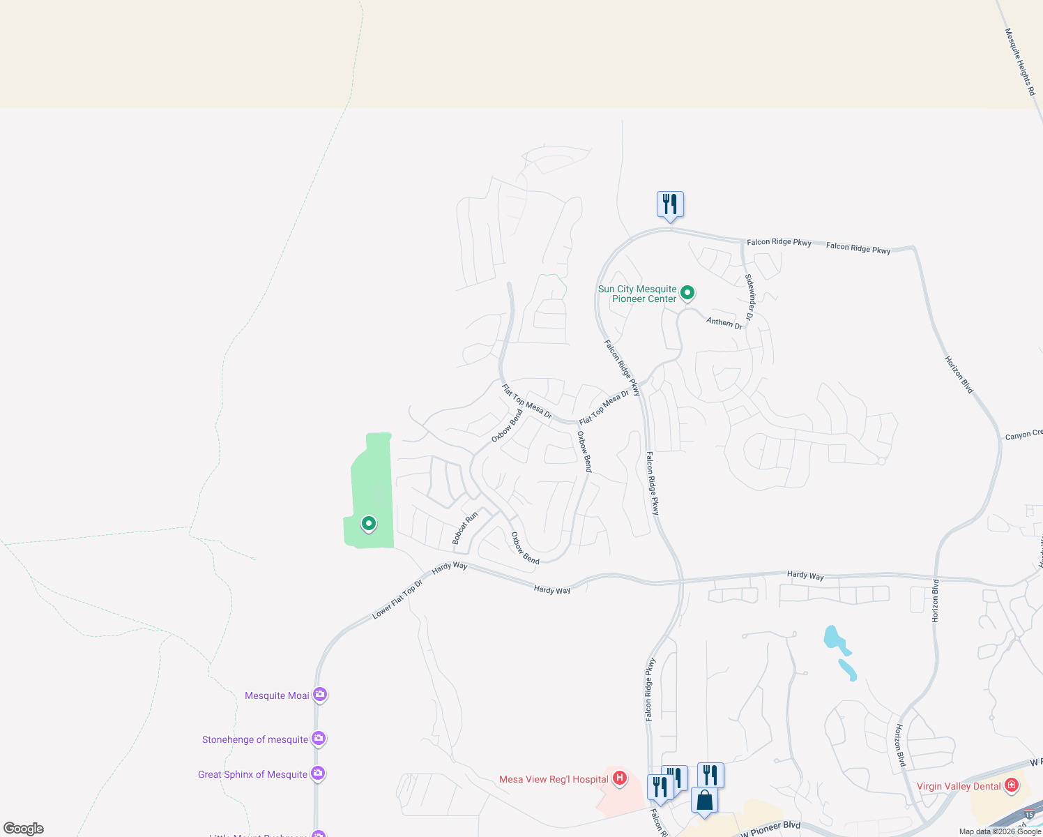 map of restaurants, bars, coffee shops, grocery stores, and more near 1127 Grotto Trail in Mesquite
