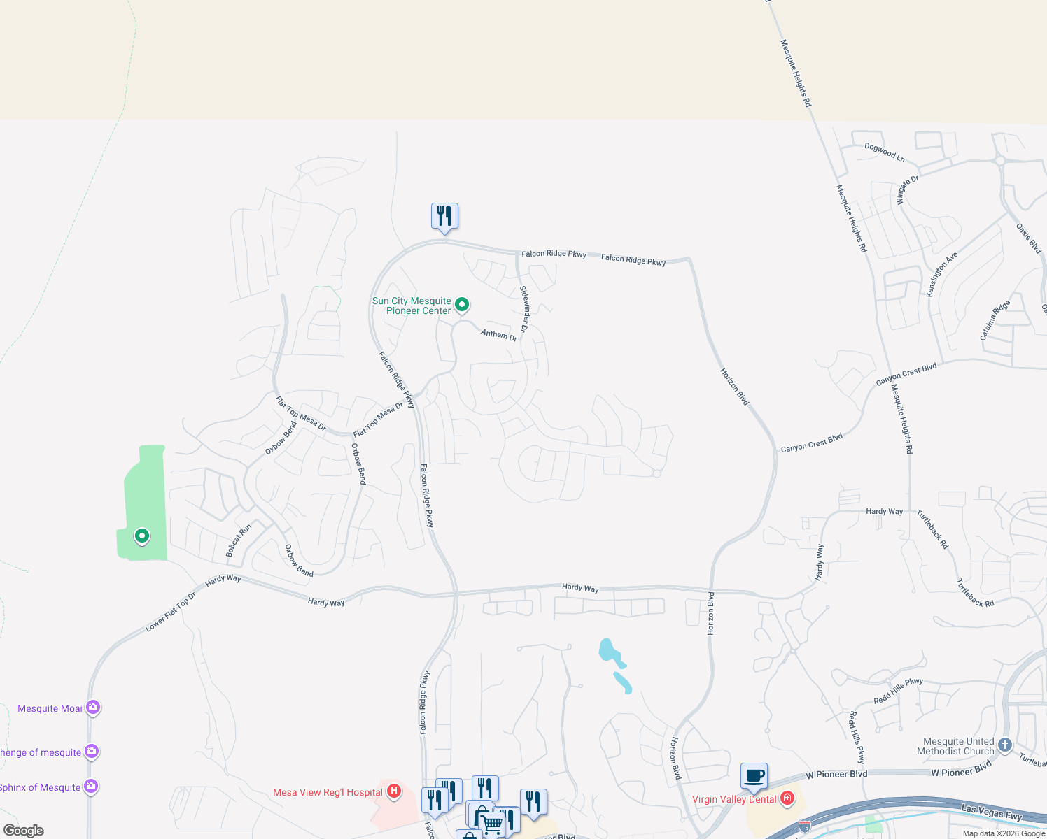 map of restaurants, bars, coffee shops, grocery stores, and more near 1138 Autumn Lane in Mesquite