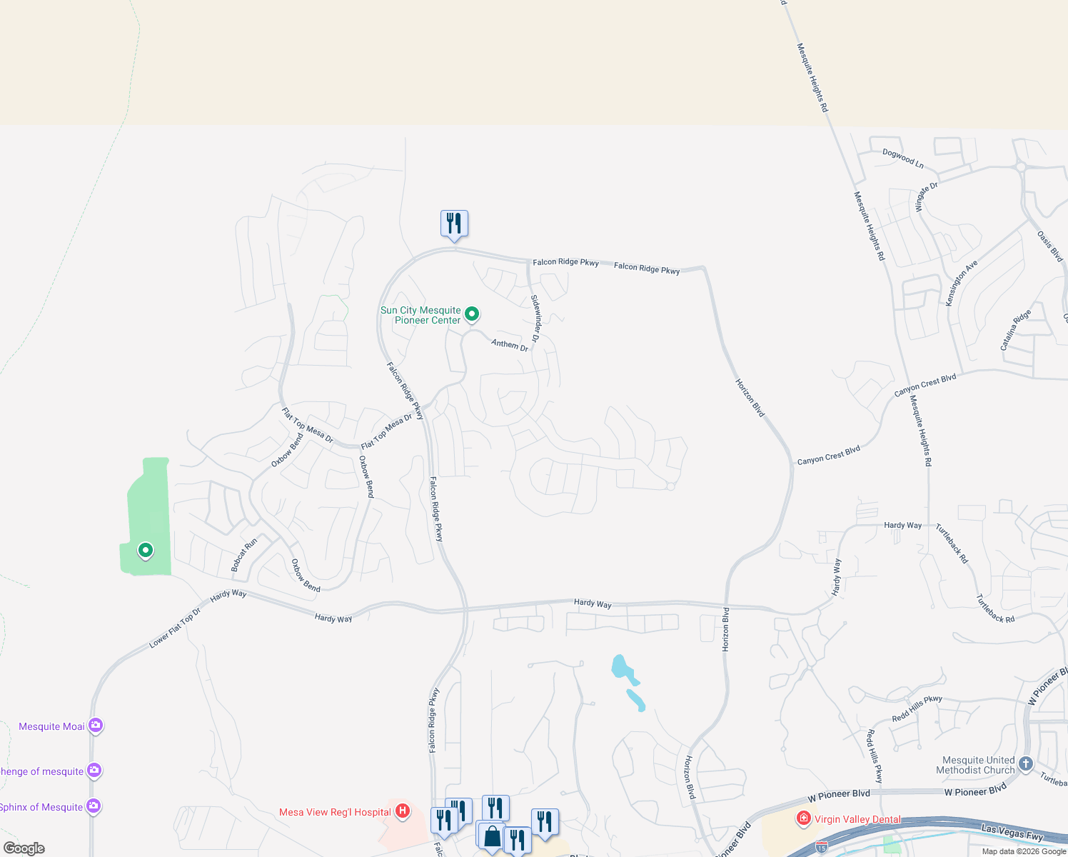 map of restaurants, bars, coffee shops, grocery stores, and more near 1162 Autumn Lane in Mesquite
