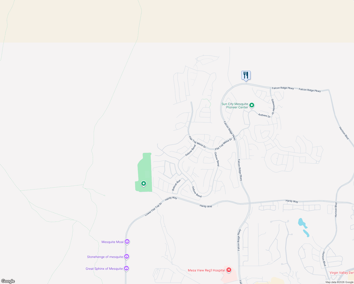 map of restaurants, bars, coffee shops, grocery stores, and more near 1485 Branding Iron Trail in Mesquite