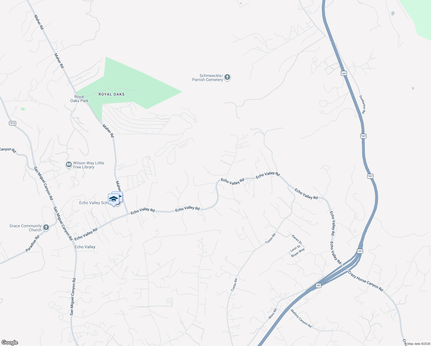 map of restaurants, bars, coffee shops, grocery stores, and more near 1222 Via Del Sol Road in Salinas