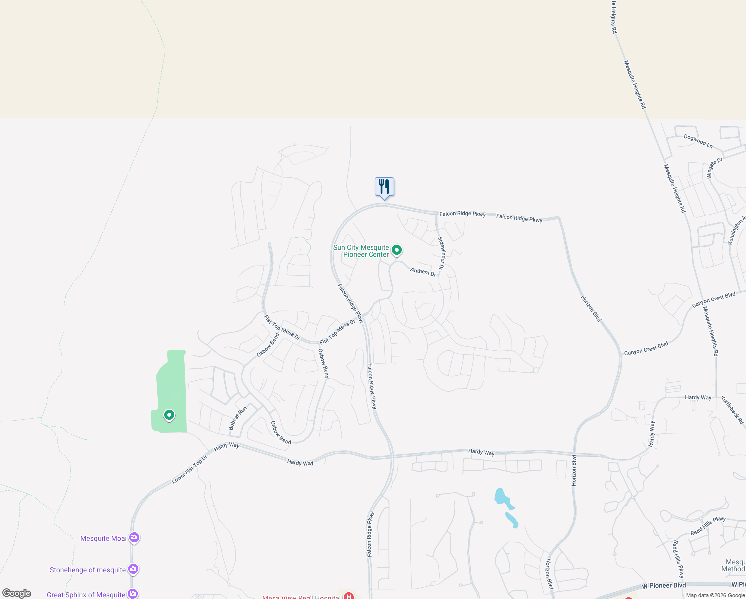 map of restaurants, bars, coffee shops, grocery stores, and more near 1204 Flat Top Mesa Drive in Mesquite