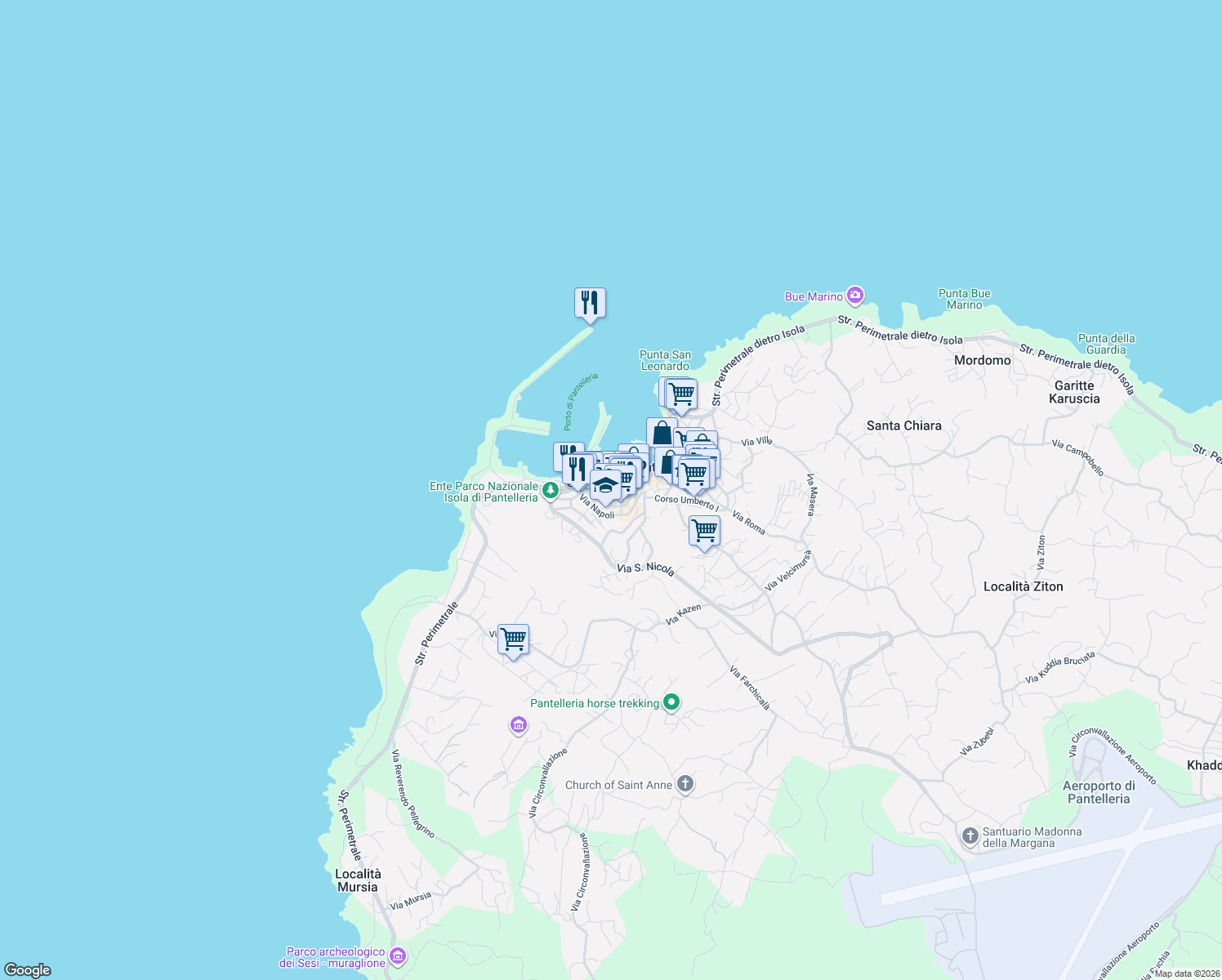 map of restaurants, bars, coffee shops, grocery stores, and more near in Provincia di Trapani