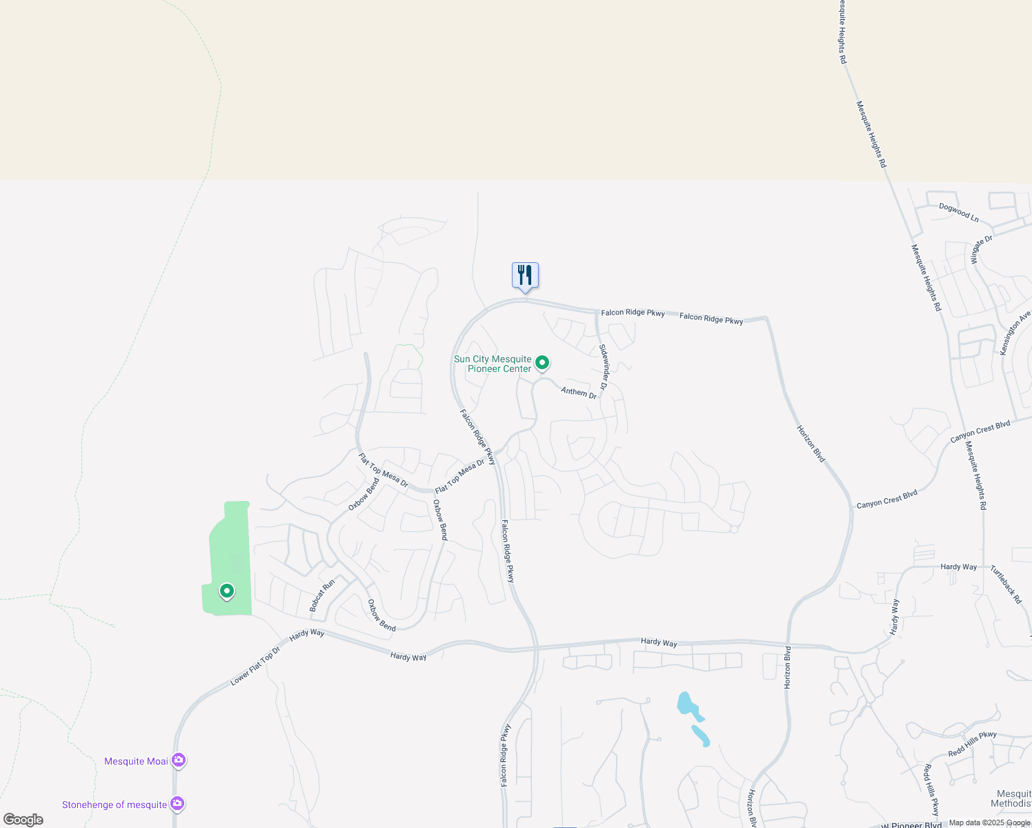 map of restaurants, bars, coffee shops, grocery stores, and more near 1257 Conestoga Camp Point in Mesquite