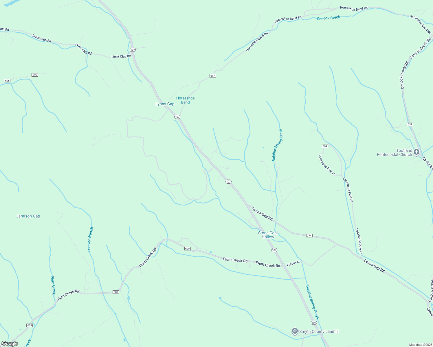 map of restaurants, bars, coffee shops, grocery stores, and more near 1760 Virginia 107 in Chilhowie