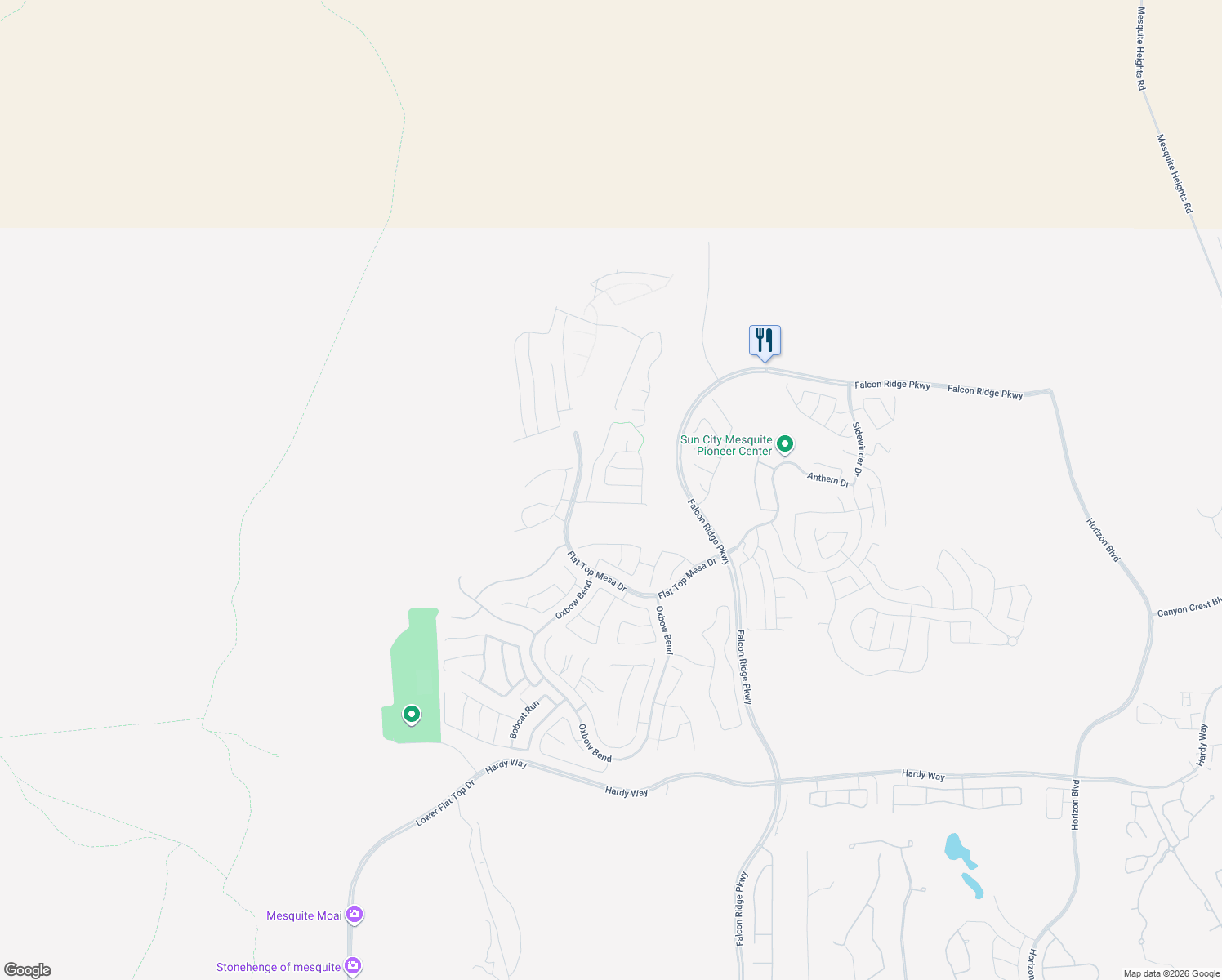 map of restaurants, bars, coffee shops, grocery stores, and more near 1400 White Water Way in Mesquite