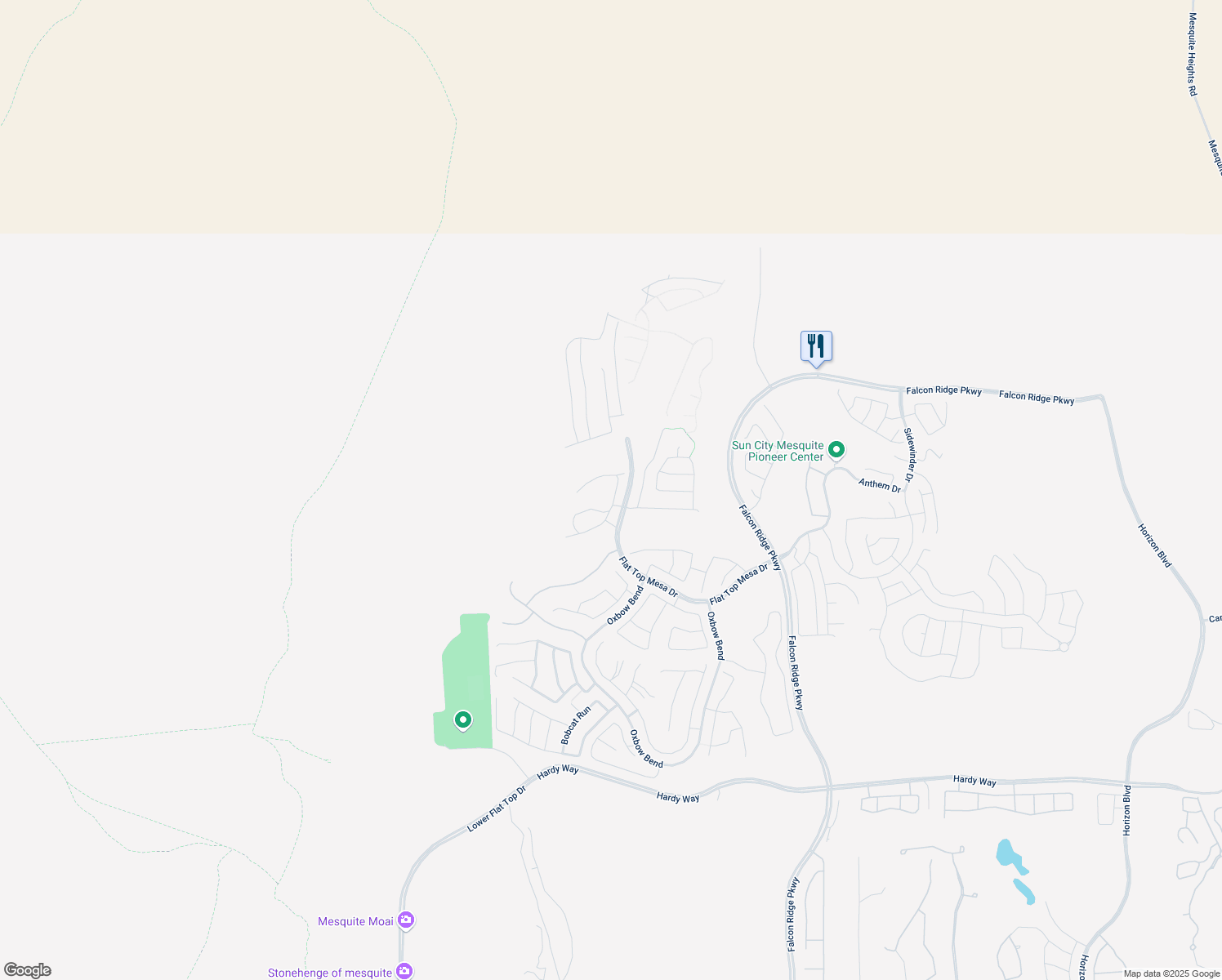 map of restaurants, bars, coffee shops, grocery stores, and more near 1294 Rainbow Ridge in Mesquite