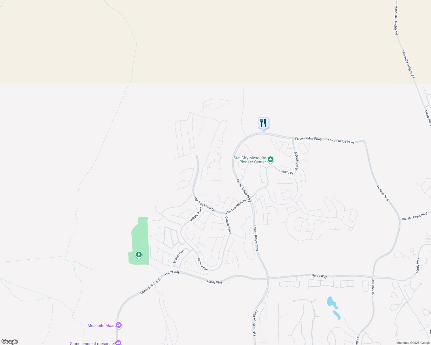 map of restaurants, bars, coffee shops, grocery stores, and more near 1361 White Water Way in Mesquite