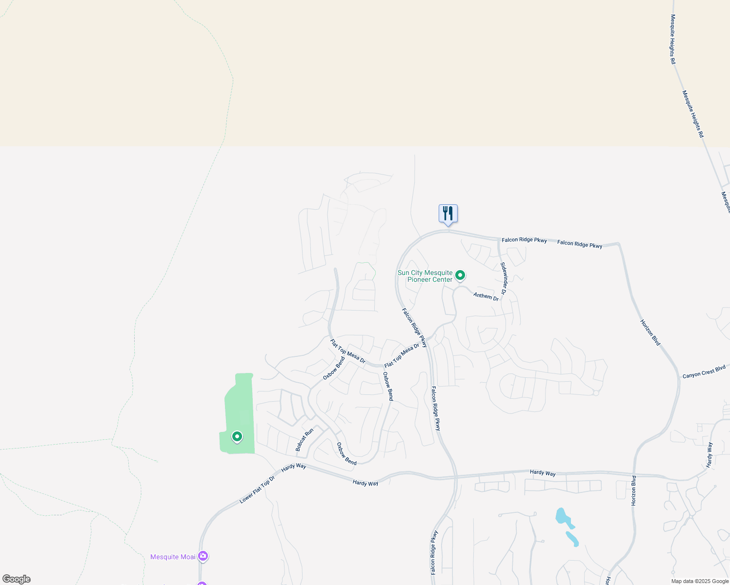 map of restaurants, bars, coffee shops, grocery stores, and more near 1368 Water Lily Lane in Mesquite